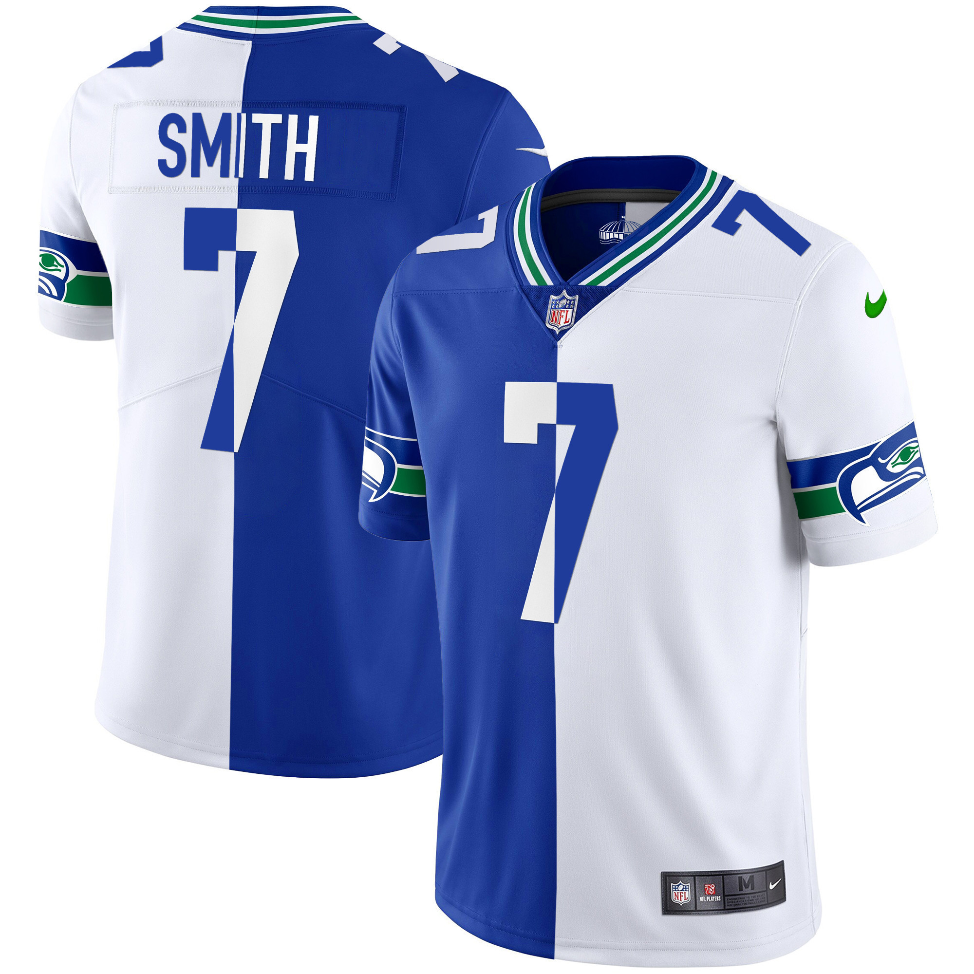 Geno Smith Men's Seattle Seahawks Throwback & Gold Split Jersey - All Stitched 