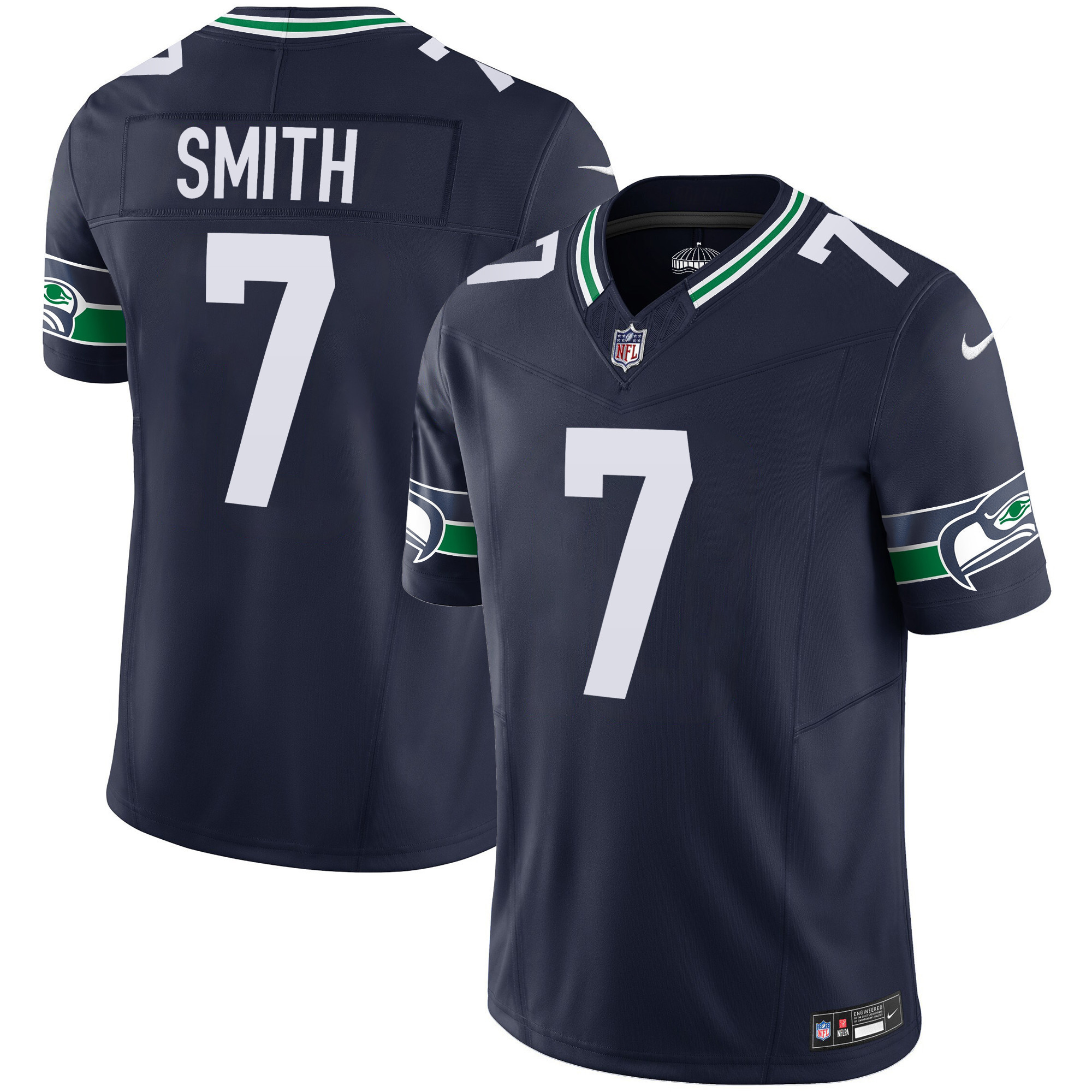 Geno Smith Men's Seattle Seahawks Throwback & Gold Vapor Limited Navy Jersey - All Stitched 
