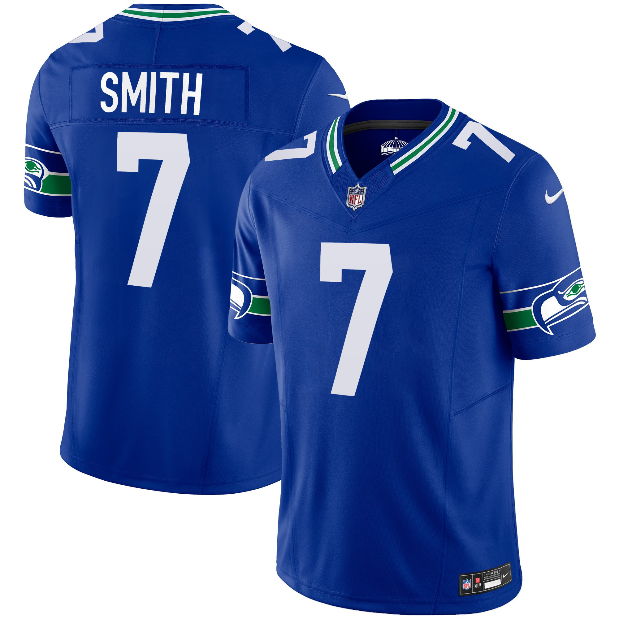Geno Smith Men's Seattle Seahawks Throwback & Gold Vapor Limited Royal Jersey - All Stitched 
