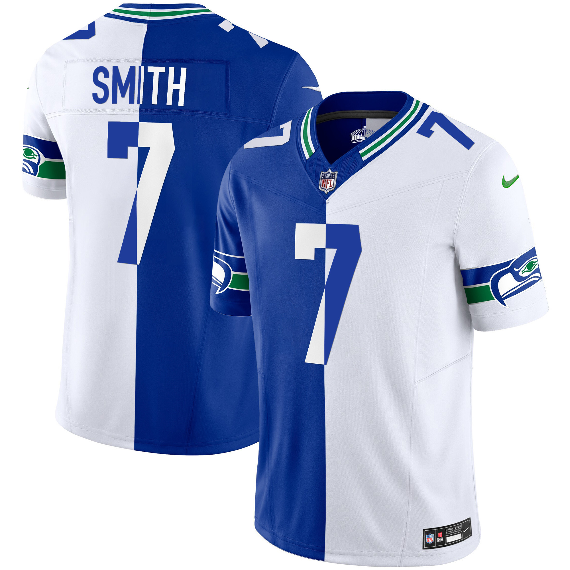 Geno Smith Men's Seattle Seahawks Throwback & Gold Vapor Limited Split Jersey - All Stitched 