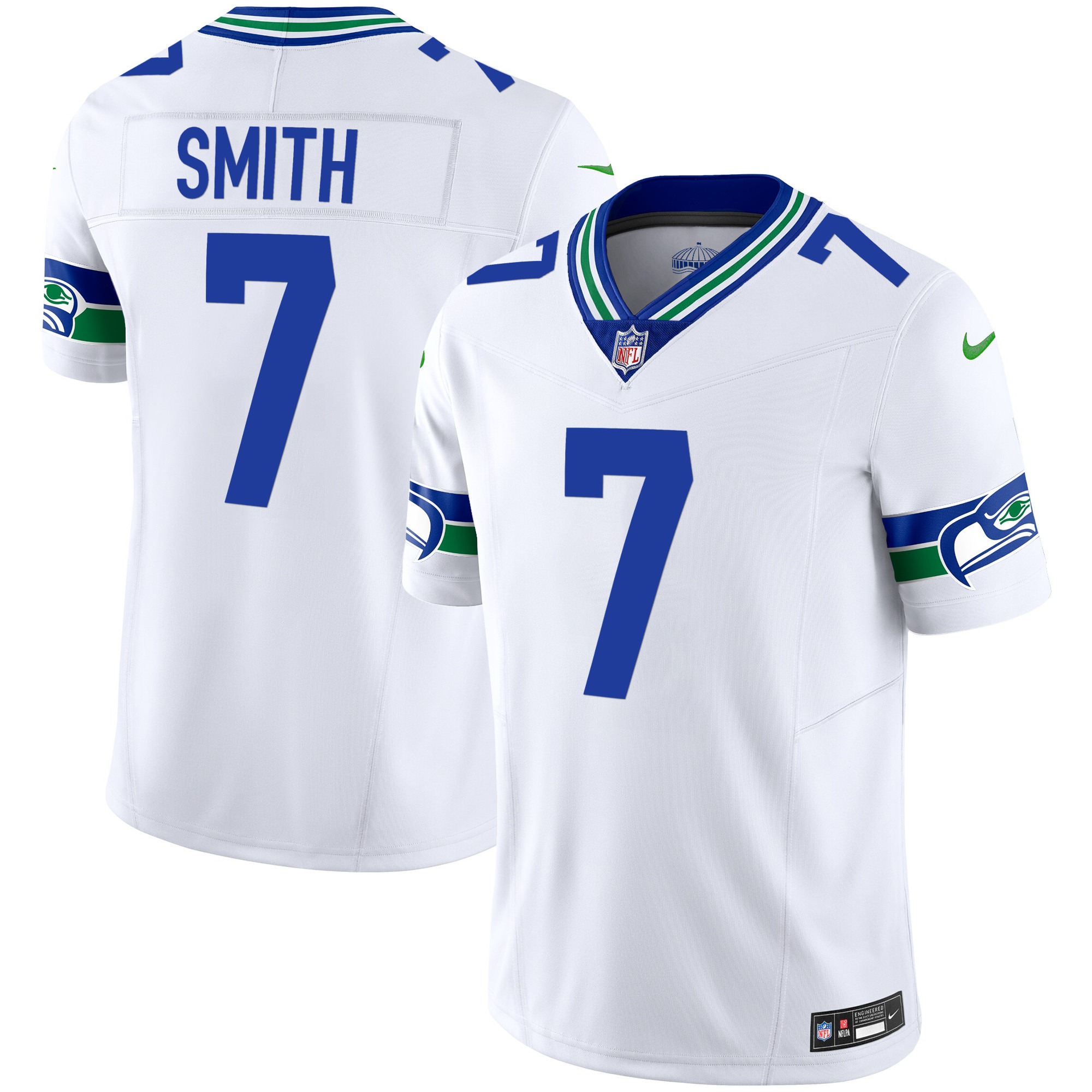 Geno Smith Men's Seattle Seahawks Throwback & Gold Vapor Limited White Jersey - All Stitched 