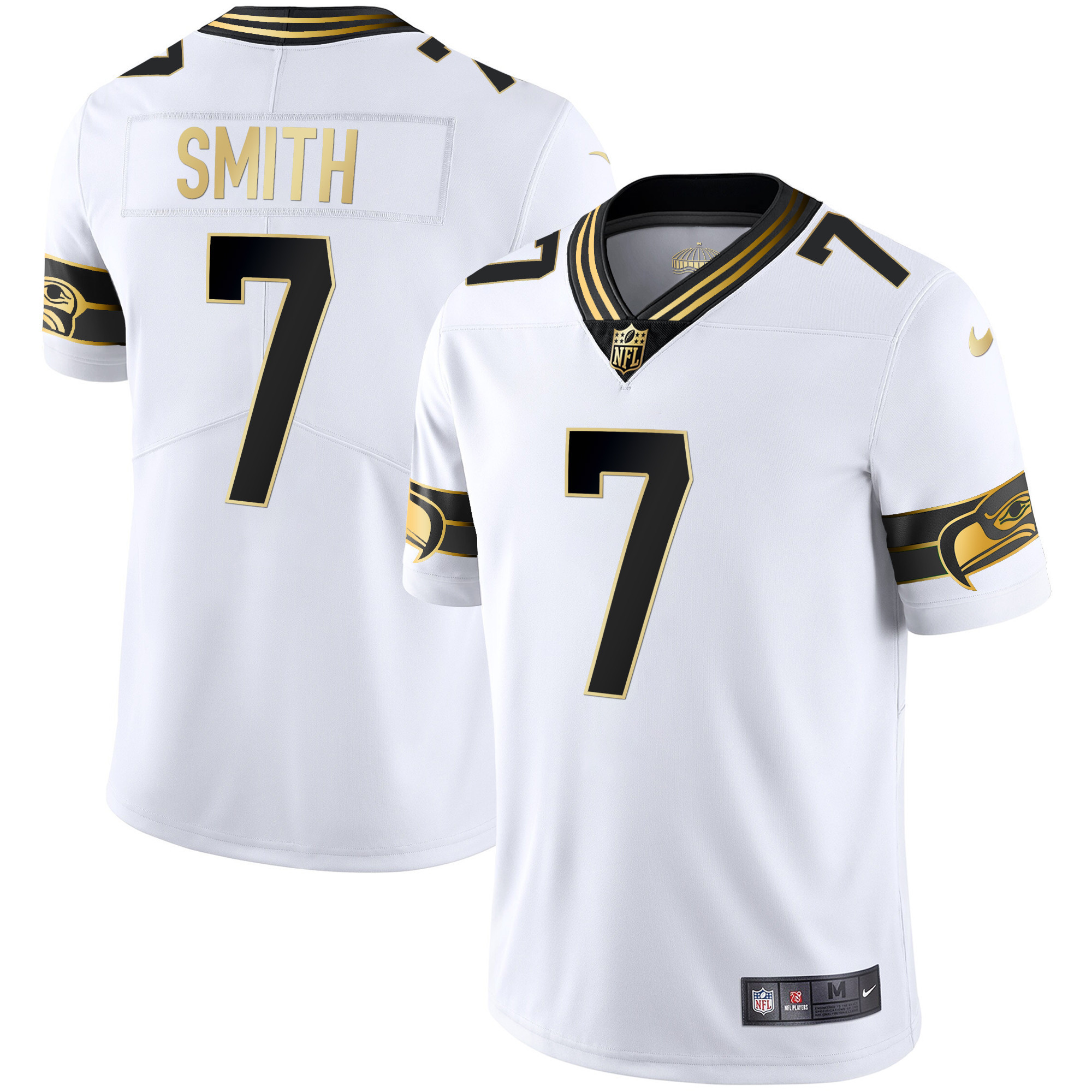 Geno Smith Men's Seattle Seahawks Throwback & Gold White Gold Jersey - All Stitched 