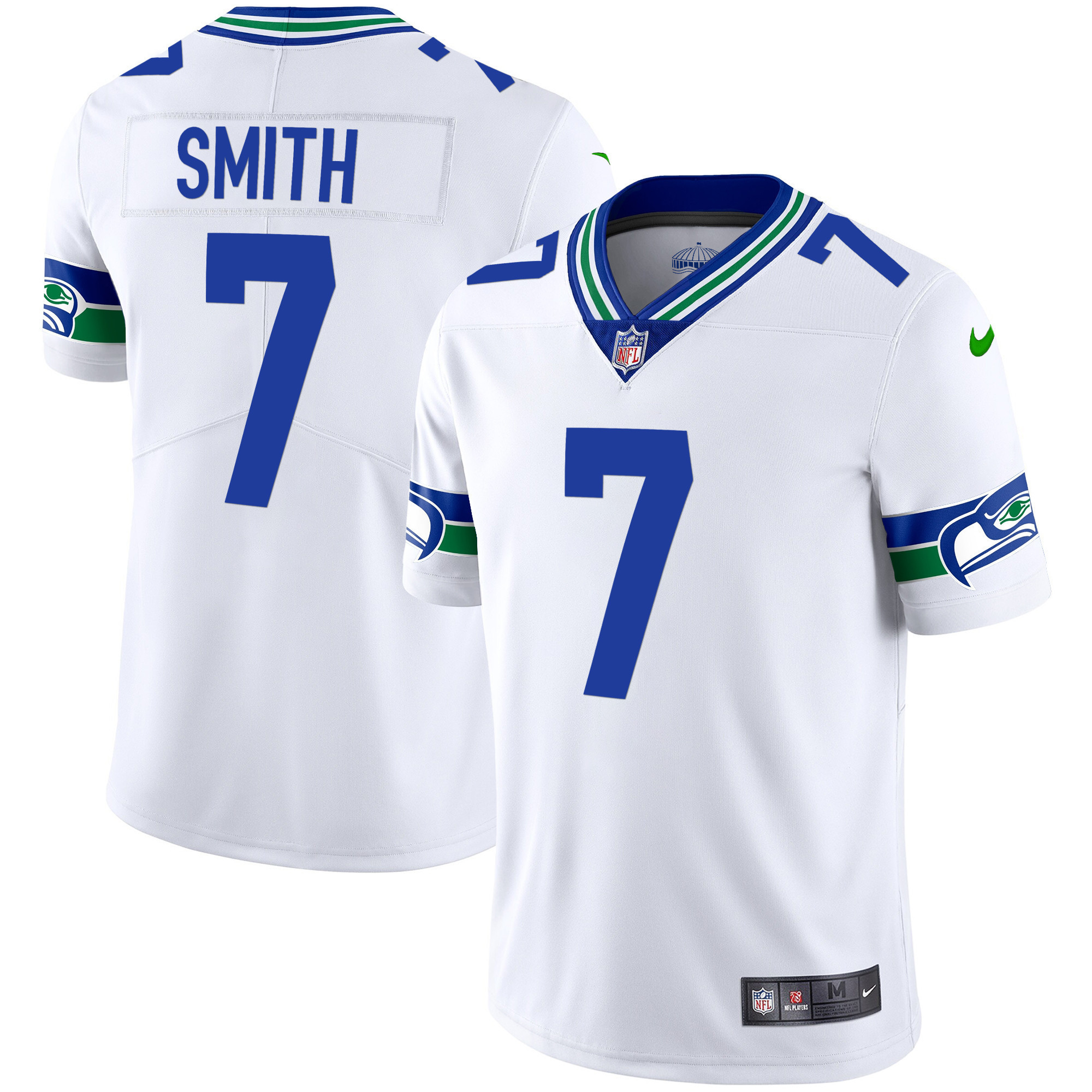 Geno Smith Men's Seattle Seahawks Throwback & Gold White Jersey - All Stitched 