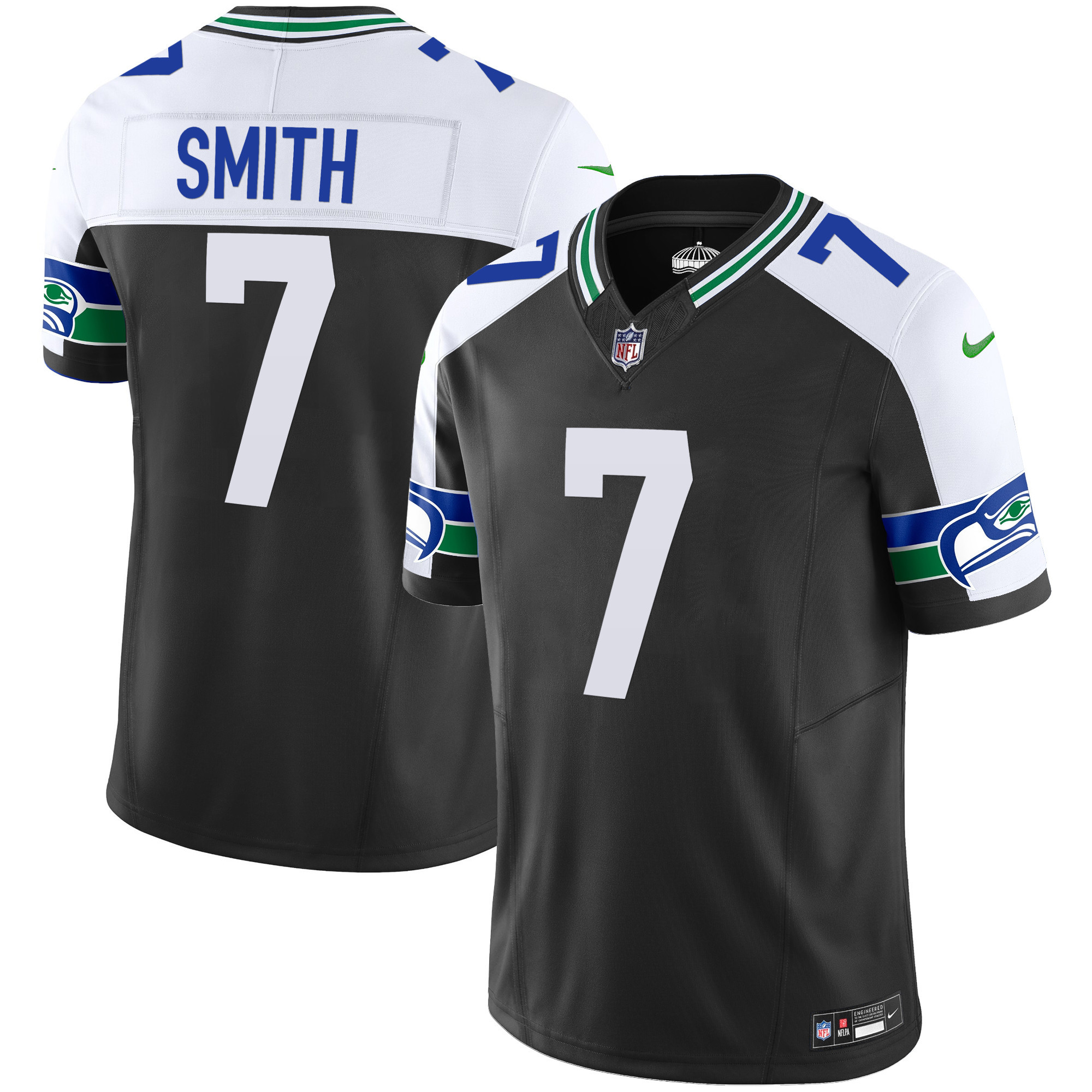 Geno Smith Men's Seattle Seahawks Throwback Vapor Limited Black Alternate Jersey - All Stitched 