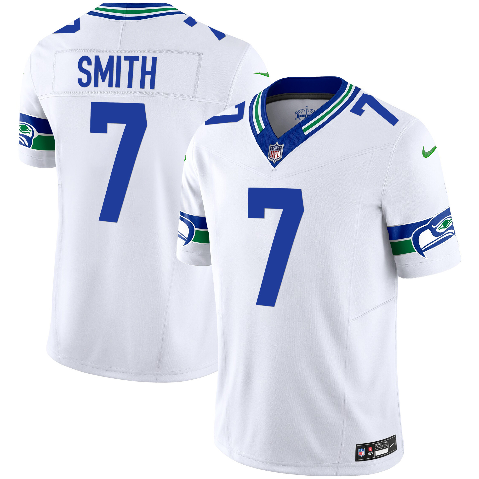 Geno Smith Men's Seattle Seahawks Throwback Vapor Limited White Jersey - All Stitched 