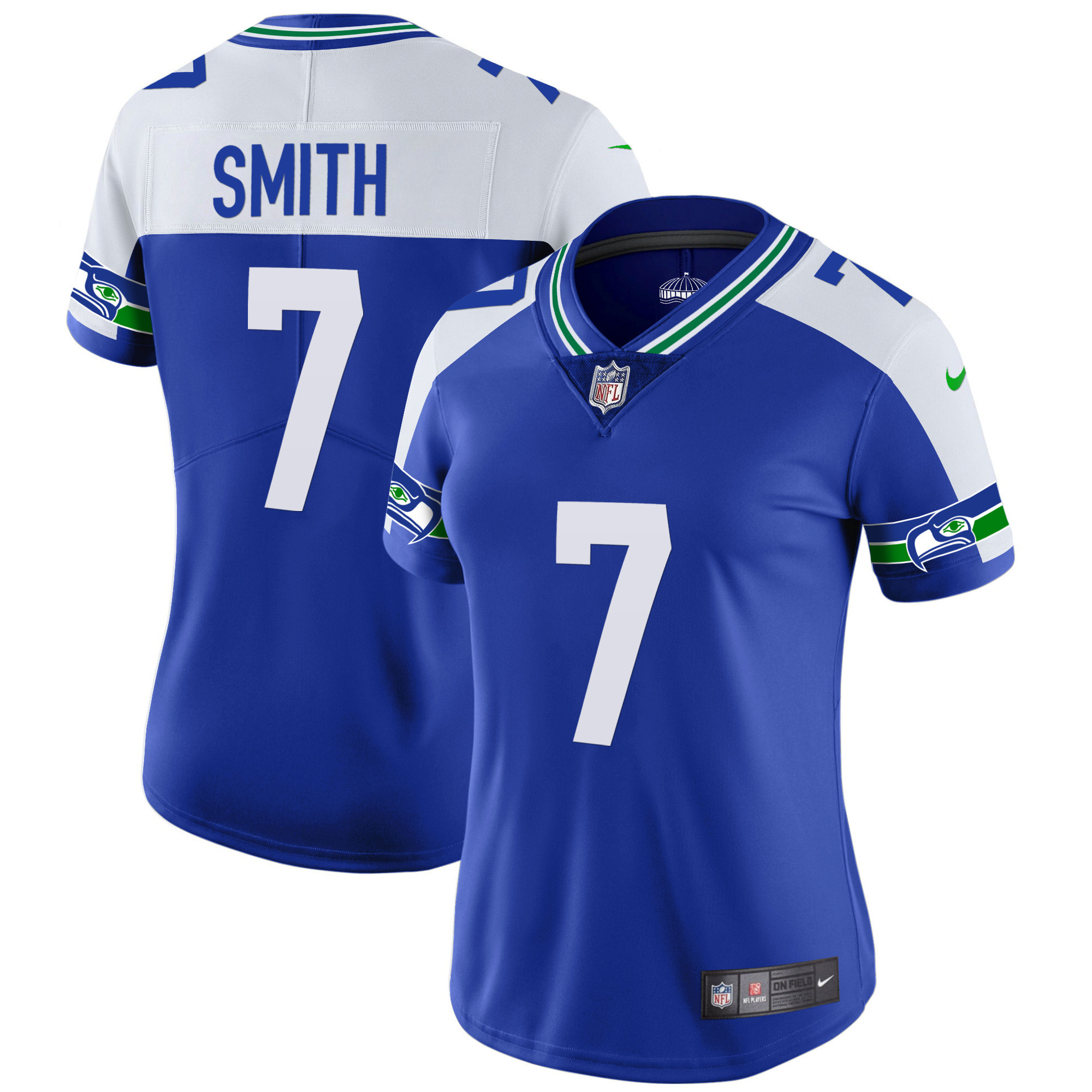 Geno Smith Women's Seattle Seahawks Throwback & Gold Alternate Jersey - All Stitched 