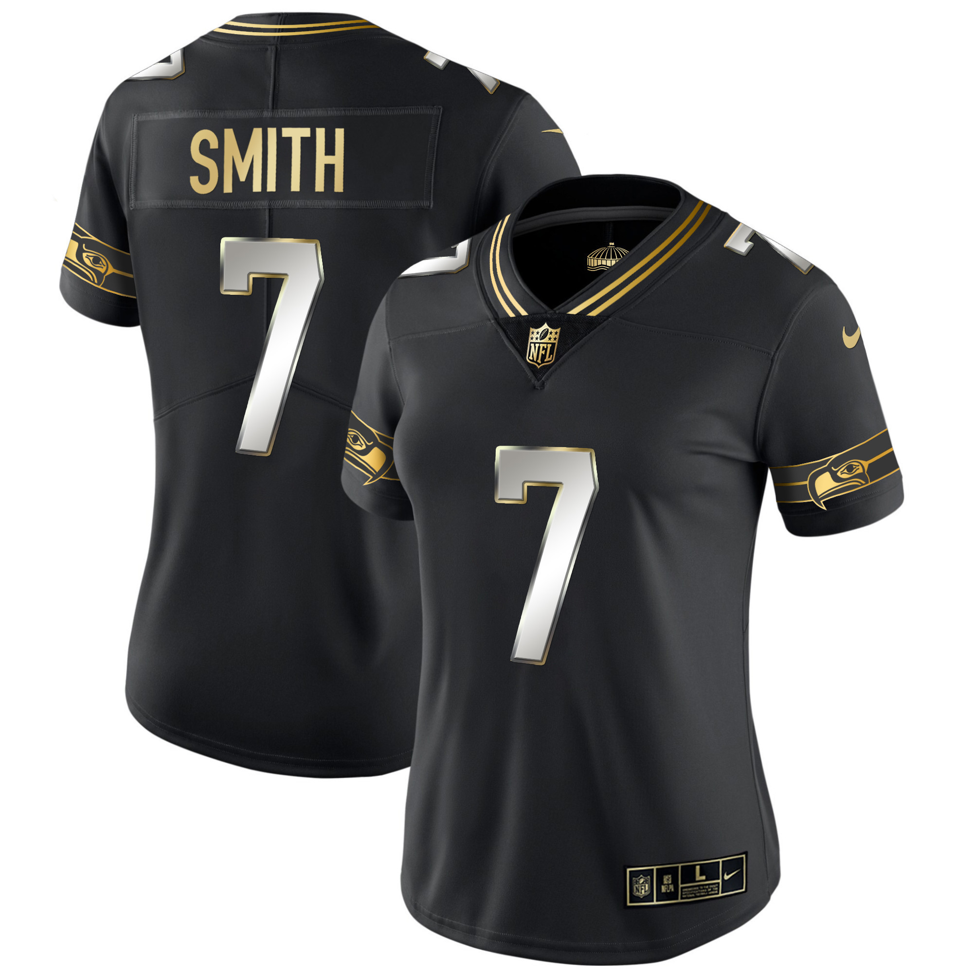 Geno Smith Women's Seattle Seahawks Throwback & Gold Black Limited Jersey - All Stitched 
