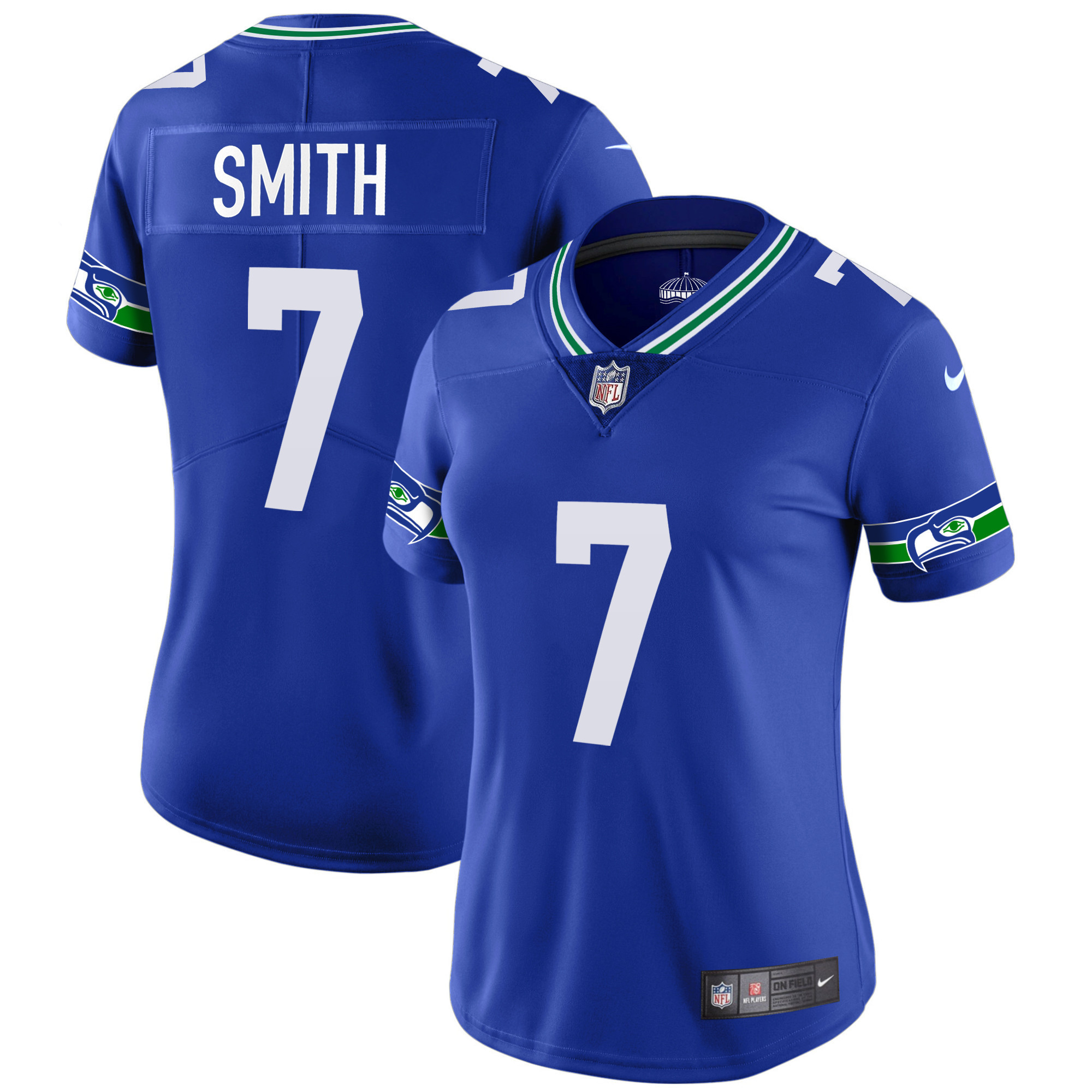 Geno Smith Women's Seattle Seahawks Throwback & Gold Royal Jersey - All Stitched 