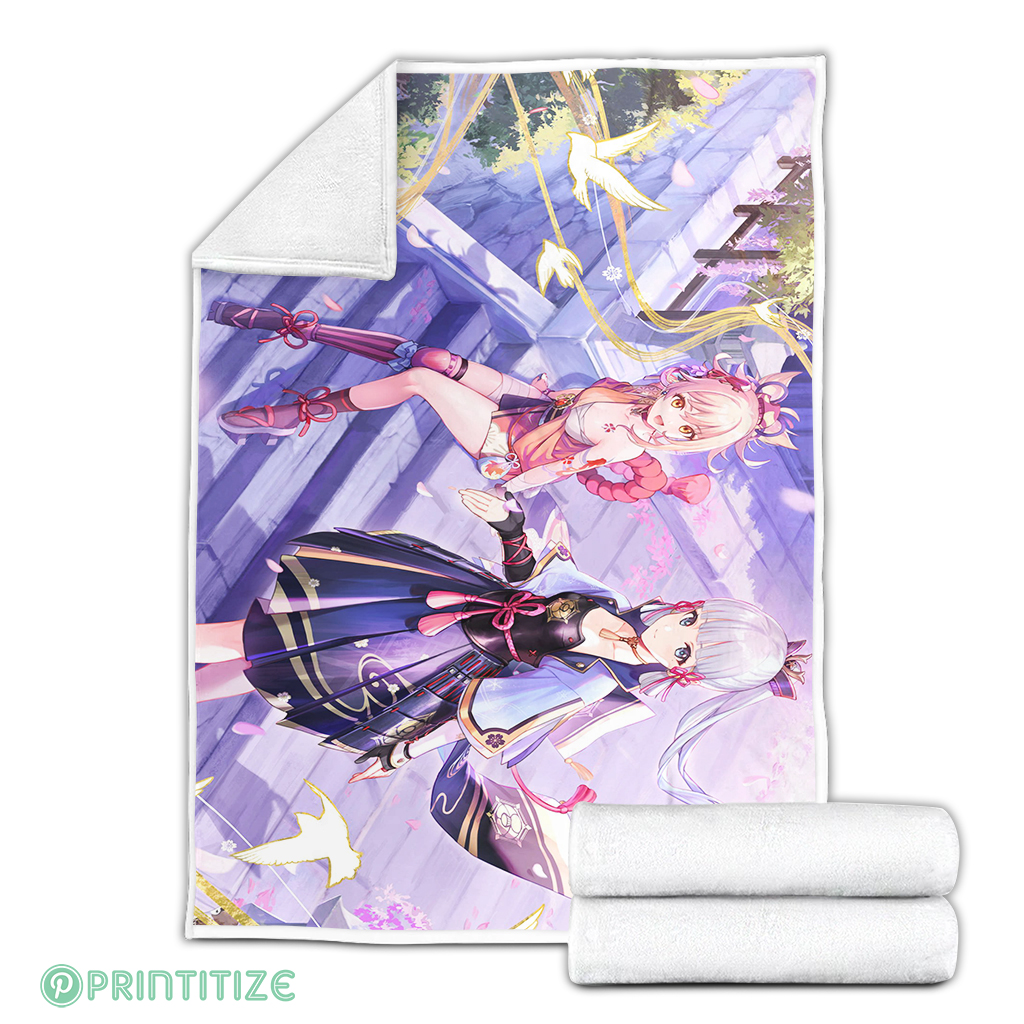 Genshin Impact Ayaka And Yoimiya Fleece Blanket