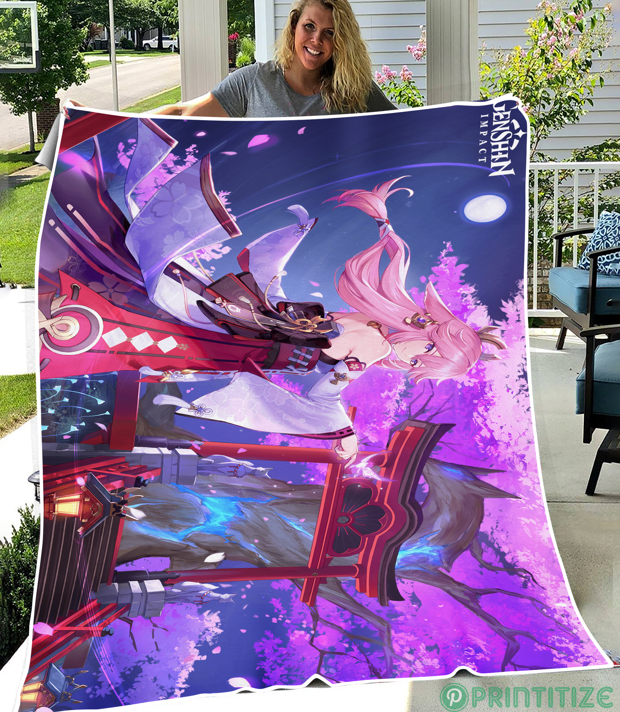 Genshin Impact When The Sakura Bloom Fleece Blanket