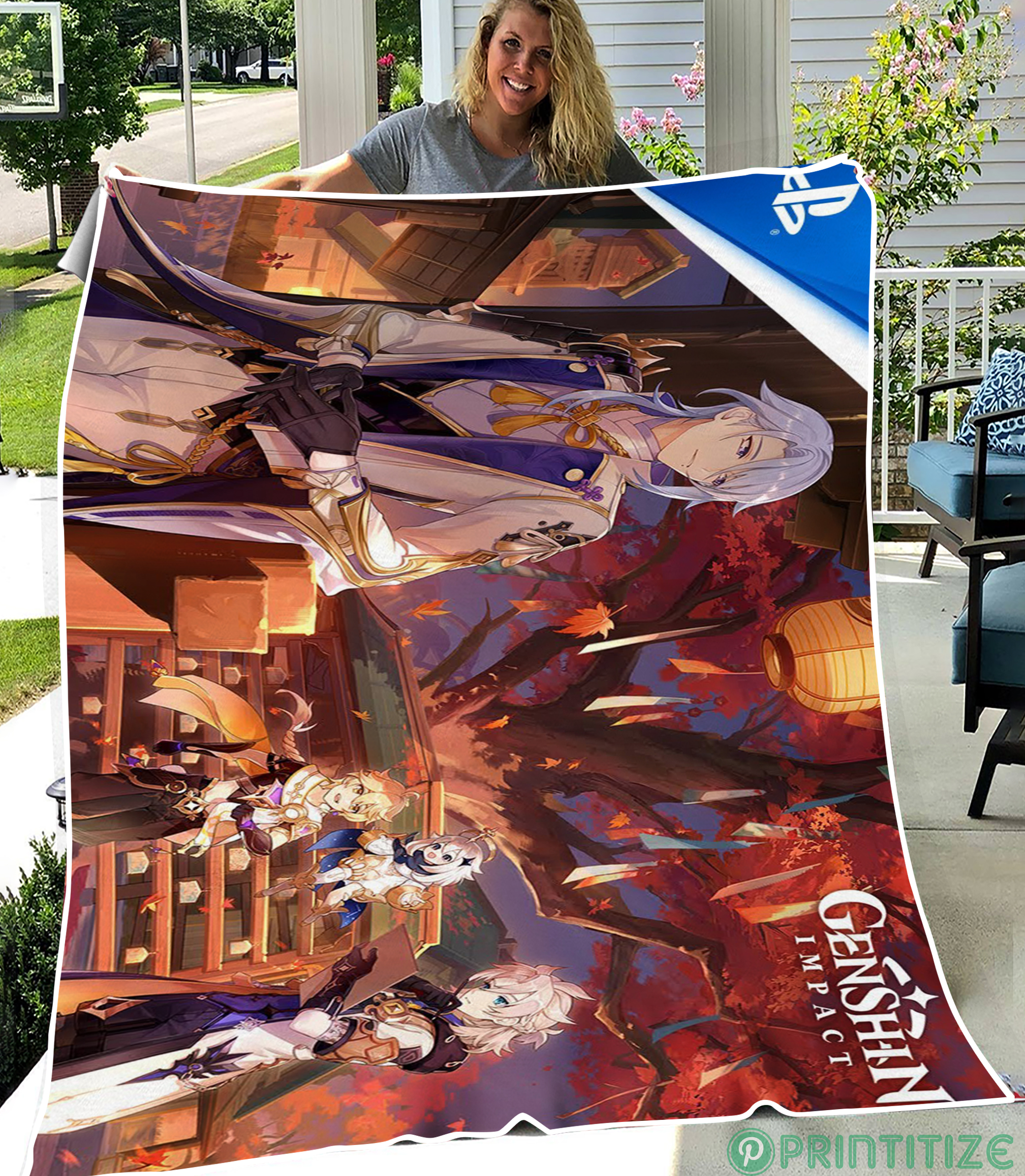 Genshin Impact Zephyr Of The Violet Garden Fleece Blanket