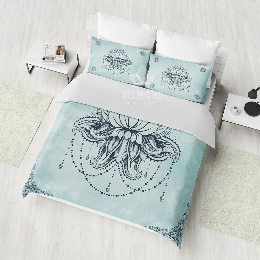 Gentle Lotus Flower , Boho , Bohemian , Spiritual Hindu Art Duvet Cover Bedding Set