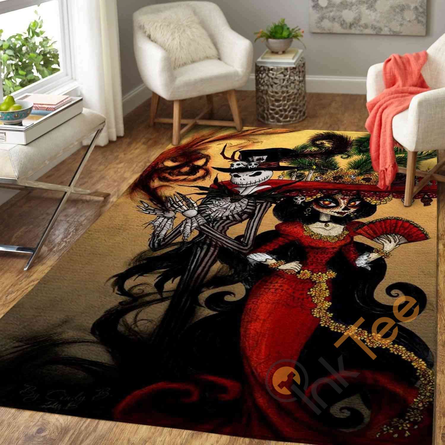 Gentleman Jack Lady Sally The Nightmare Before Christmas Halloween Area Rectangle Rug