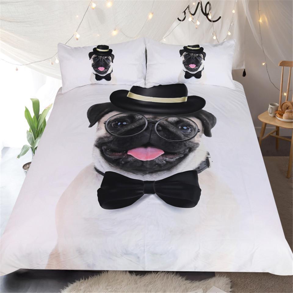 Gentleman Pug 3D Customized Duvet Cover Bedding Set