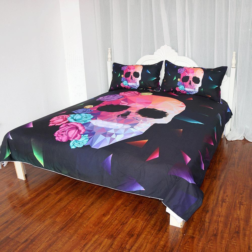 Geom Ric Kull Rose Flowers Art Hop 3D Customized Duvet Cover Bedding Set