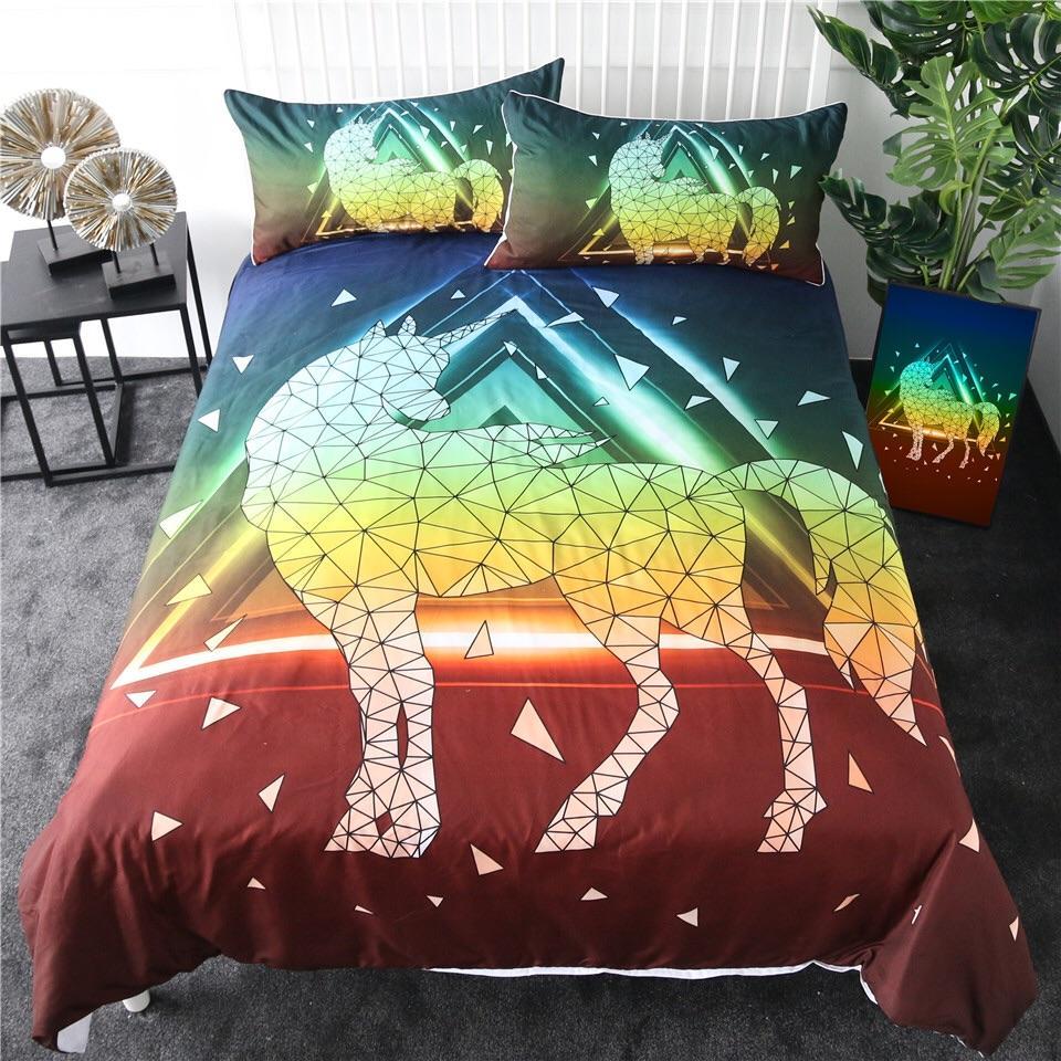 Geometric Unicorn 3D Customized Duvet Cover Bedding Set