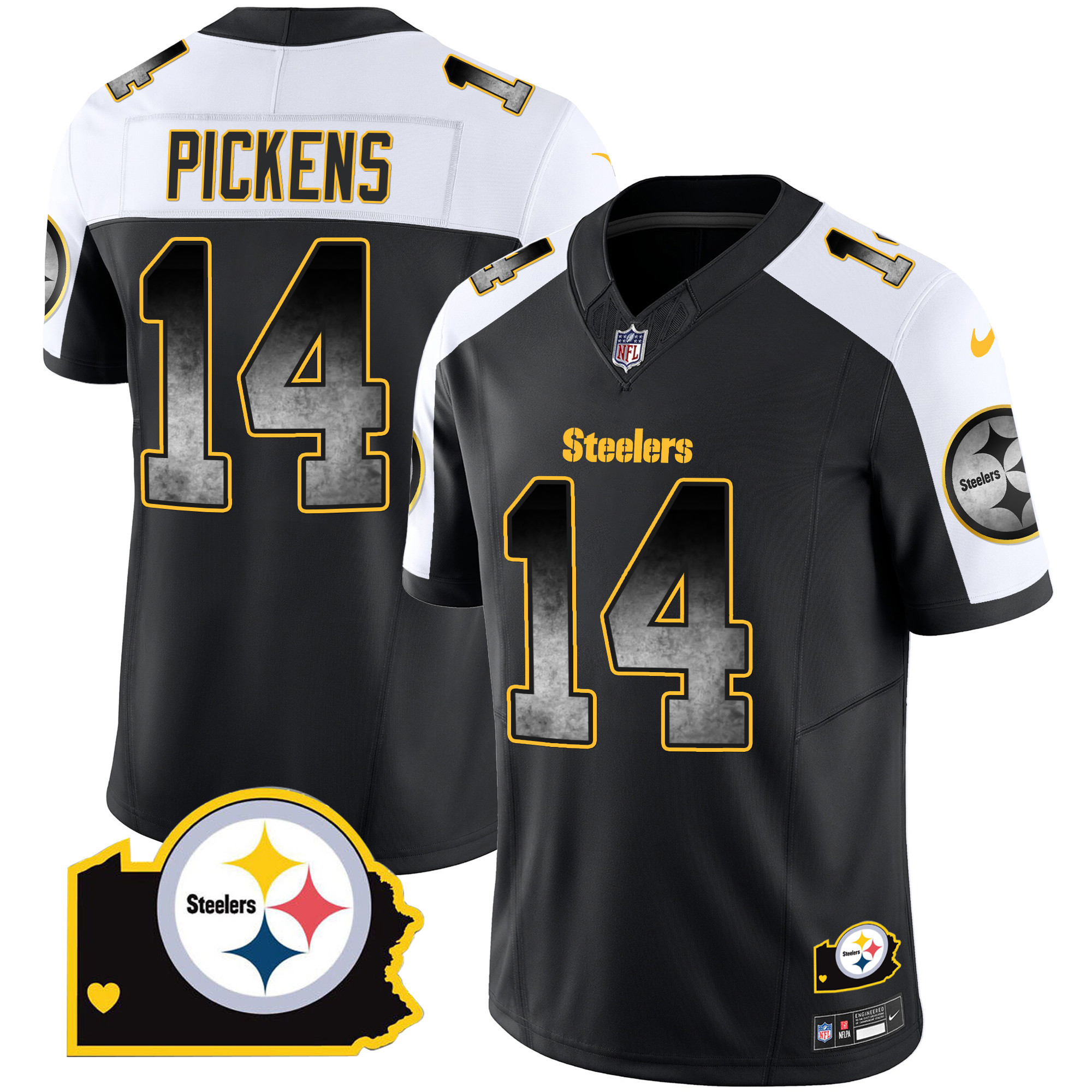 George Pickens Men's Pittsburgh Steelers Arch Smoke Home Patch Vapor Alternate Jersey - All Stitched