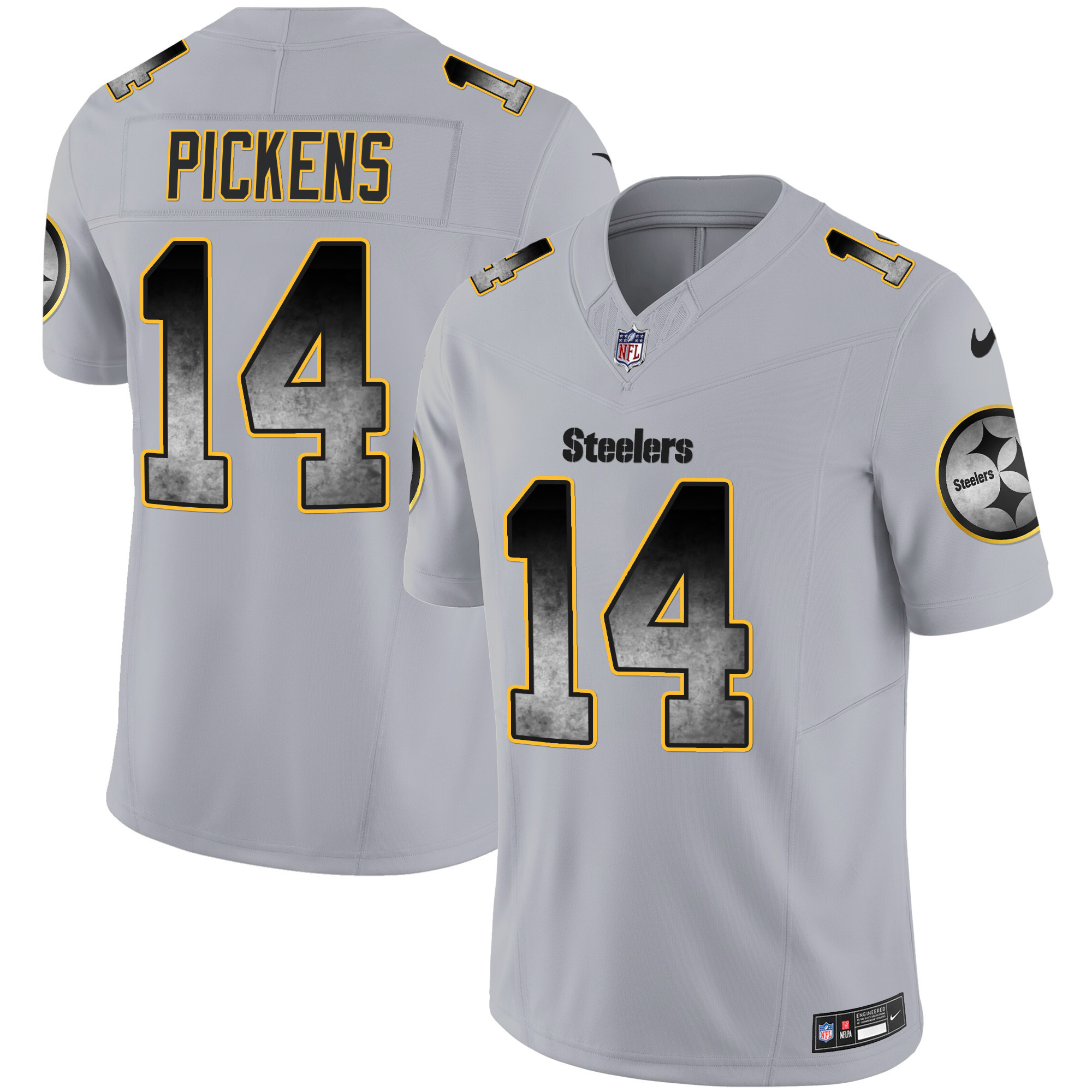 George Pickens Men's Pittsburgh Steelers Arch Smoke Vapor Gray Jersey - All Stitched