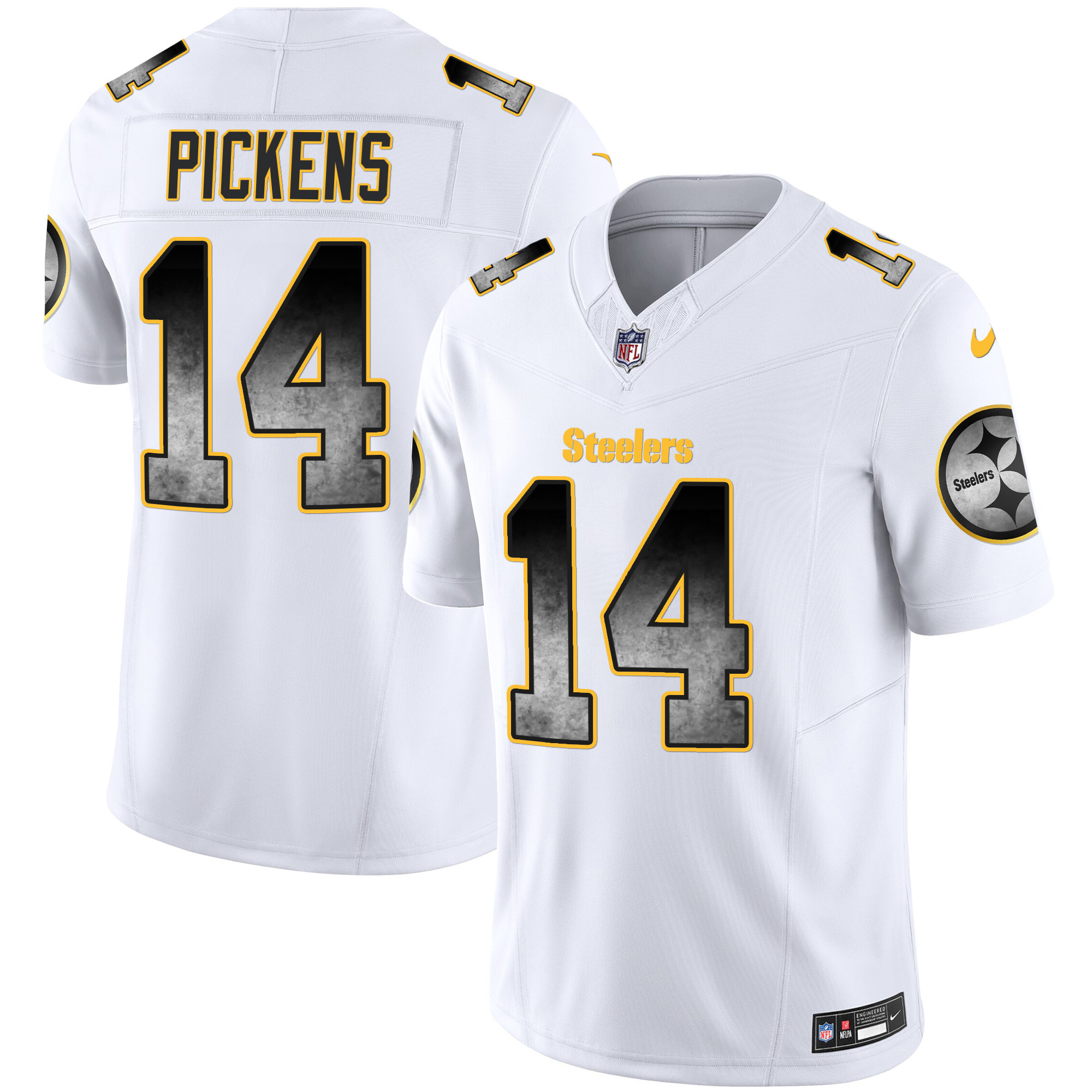 George Pickens Men's Pittsburgh Steelers Arch Smoke Vapor White Jersey - All Stitched