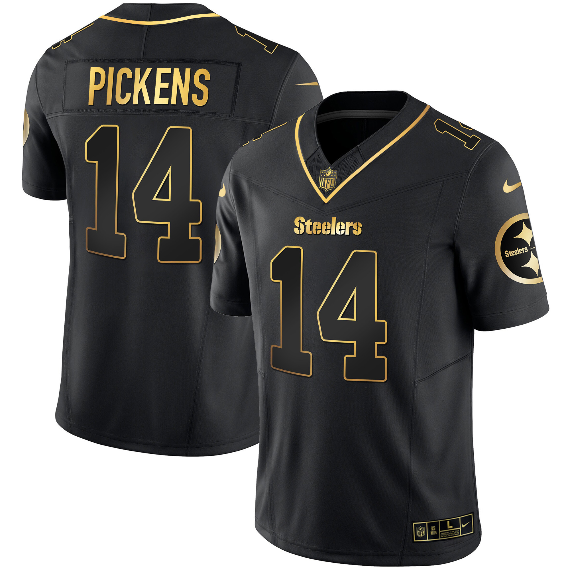 George Pickens Men's Pittsburgh Steelers Gold Vapor V2 Black Gold Jersey - All Stitched