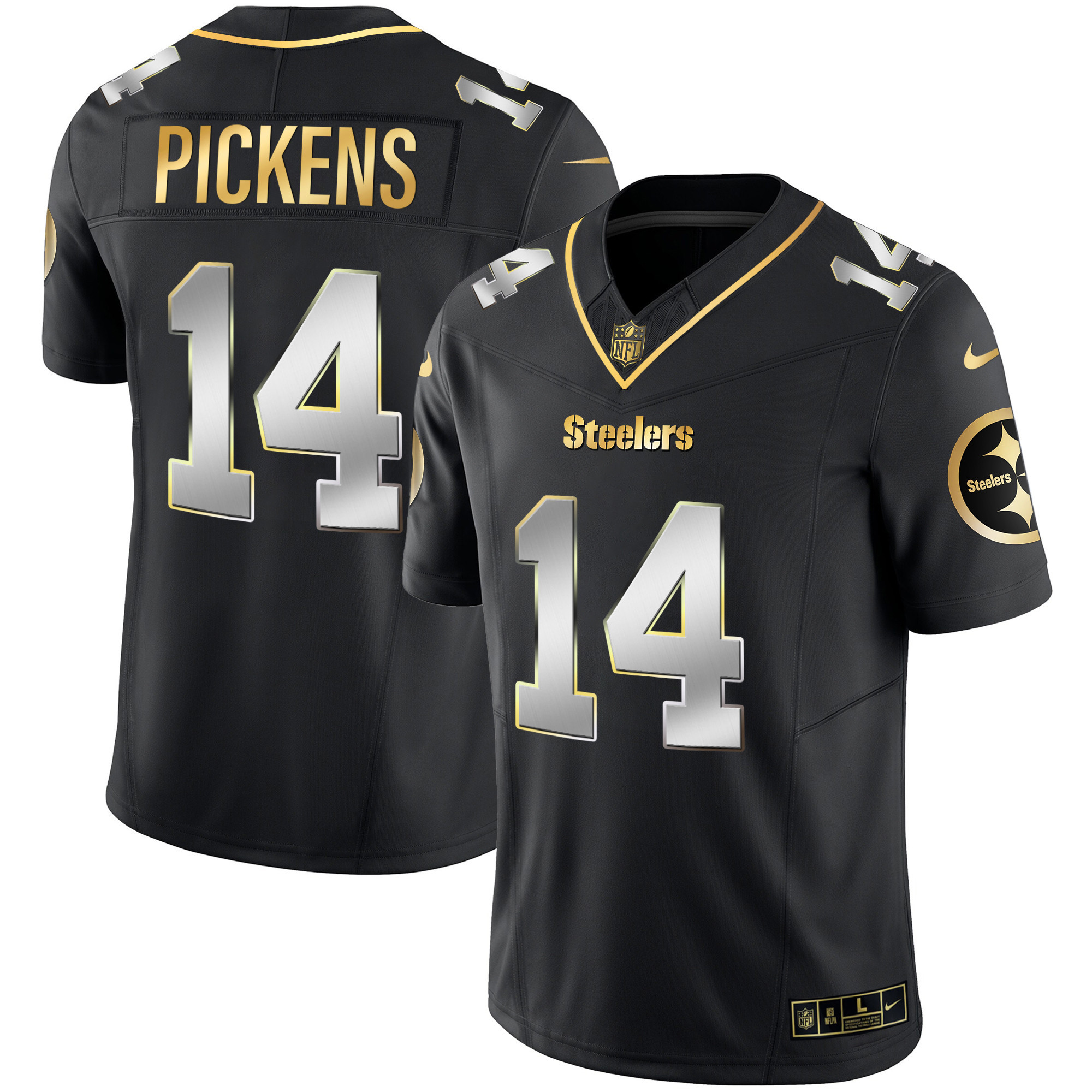 George Pickens Men's Pittsburgh Steelers Gold Vapor V2 Black Limited Jersey - All Stitched