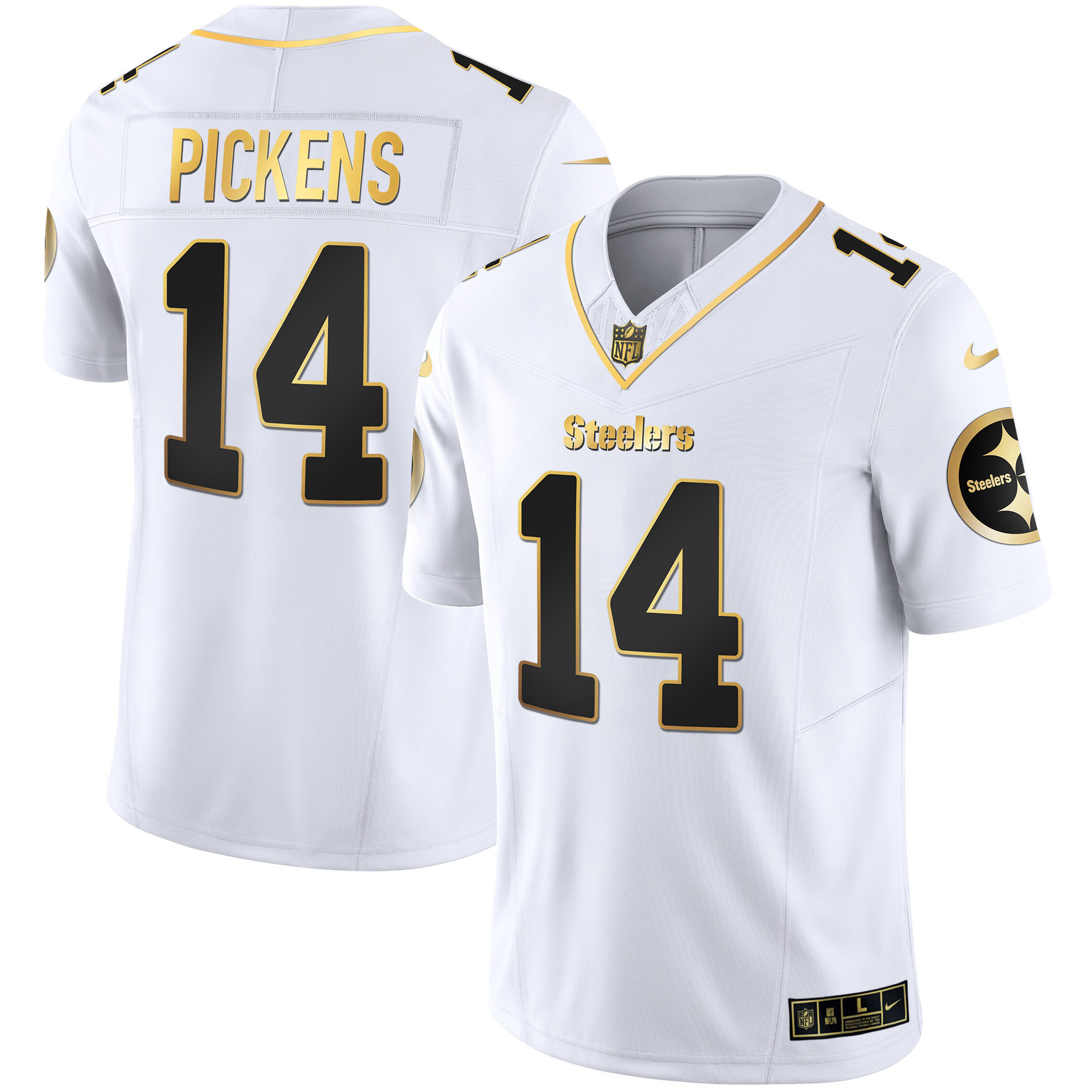 George Pickens Men's Pittsburgh Steelers Gold Vapor V2 White Gold Jersey - All Stitched