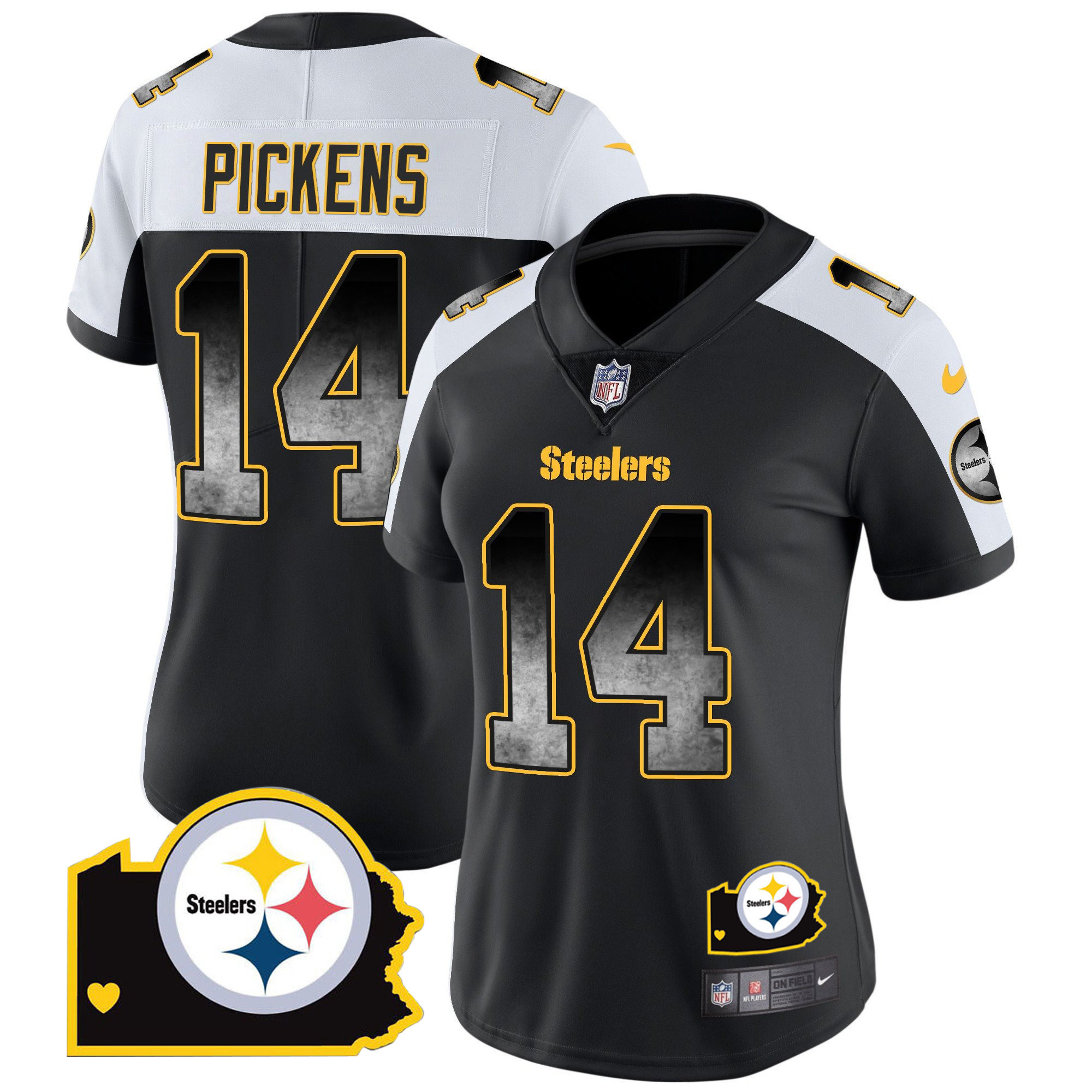 George Pickens Women's Pittsburgh Steelers Arch Smoke Home Patch Vapor Alternate Jersey - All Stitched