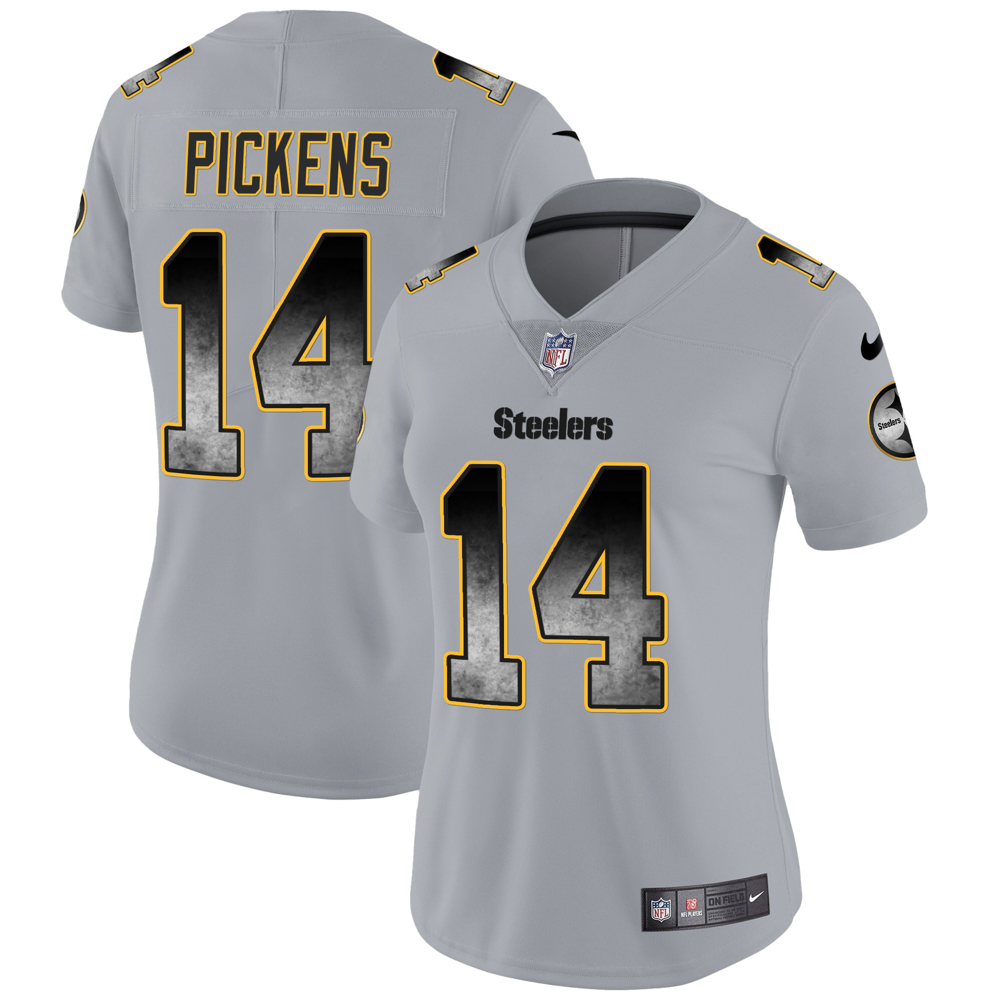 George Pickens Women's Pittsburgh Steelers Arch Smoke Vapor Gray Jersey - All Stitched