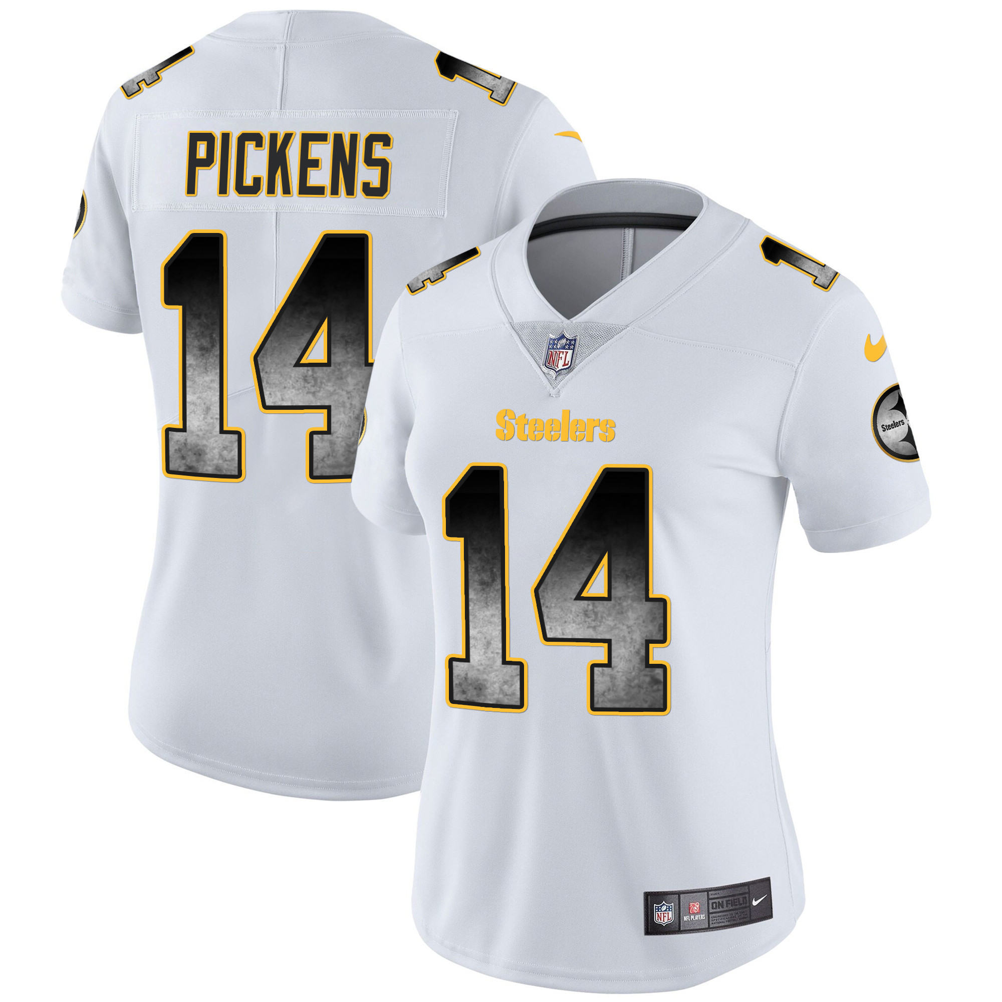 George Pickens Women's Pittsburgh Steelers Arch Smoke Vapor White Jersey - All Stitched