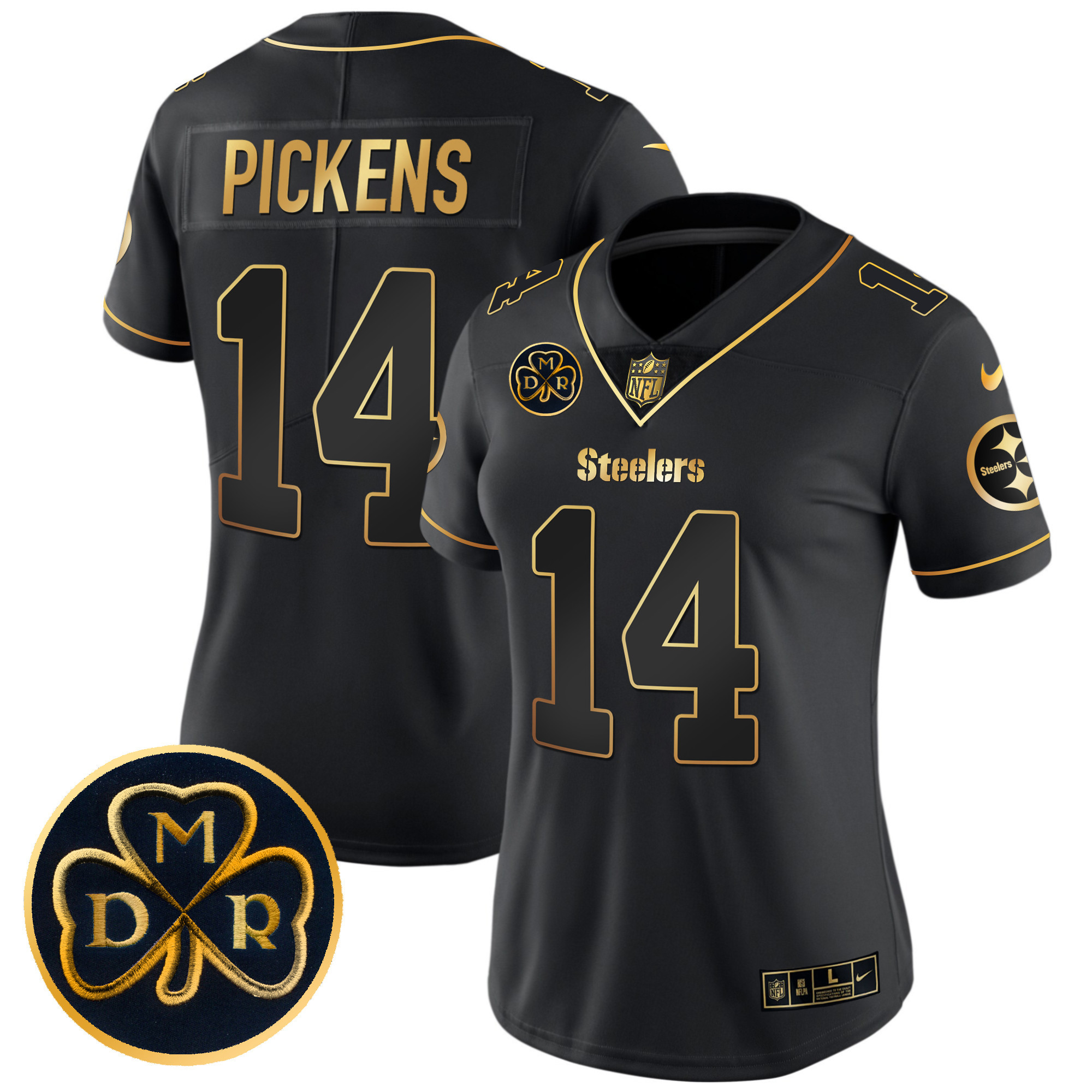 George Pickens Women's Pittsburgh Steelers DMR Patch Gold Vapor Limited Black Gold Jersey - All Stitched