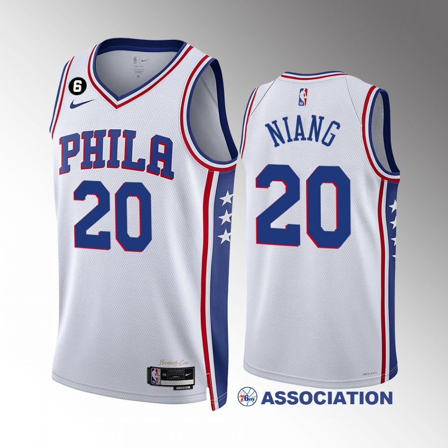Georges Niang 20 Philadelphia 76ers White Stitched Jersey 2022-23 Association Edition Swingman