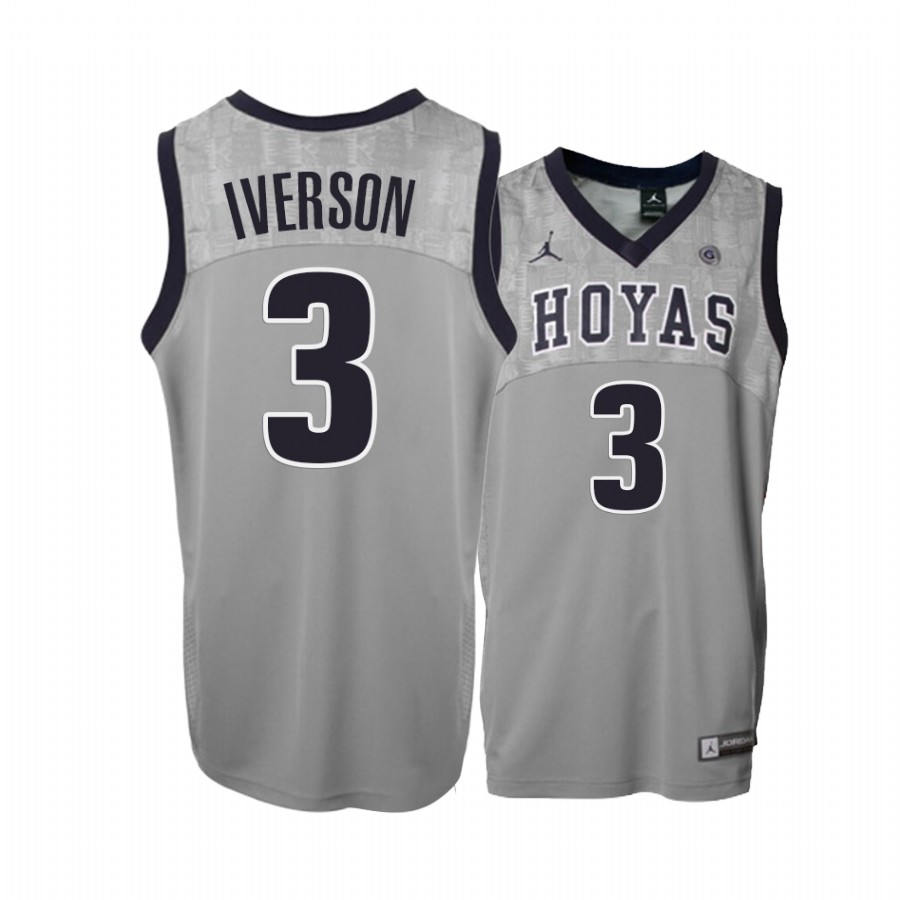 Georgetown Hoyas Allen Iverson #3 Grey Hardwood Classics Jersey
