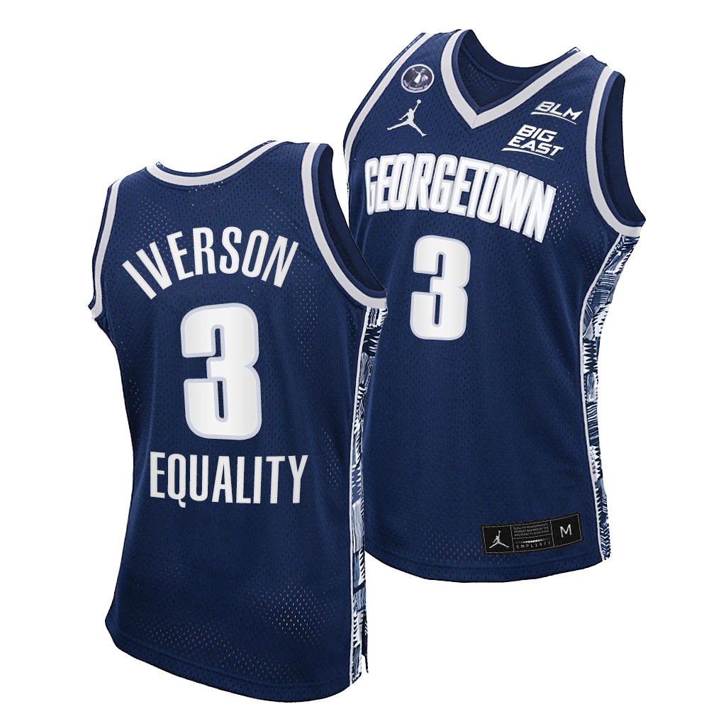 Georgetown Hoyas Allen Iverson Navy 2021 Equality Honor John Thompson Jr. Jersey