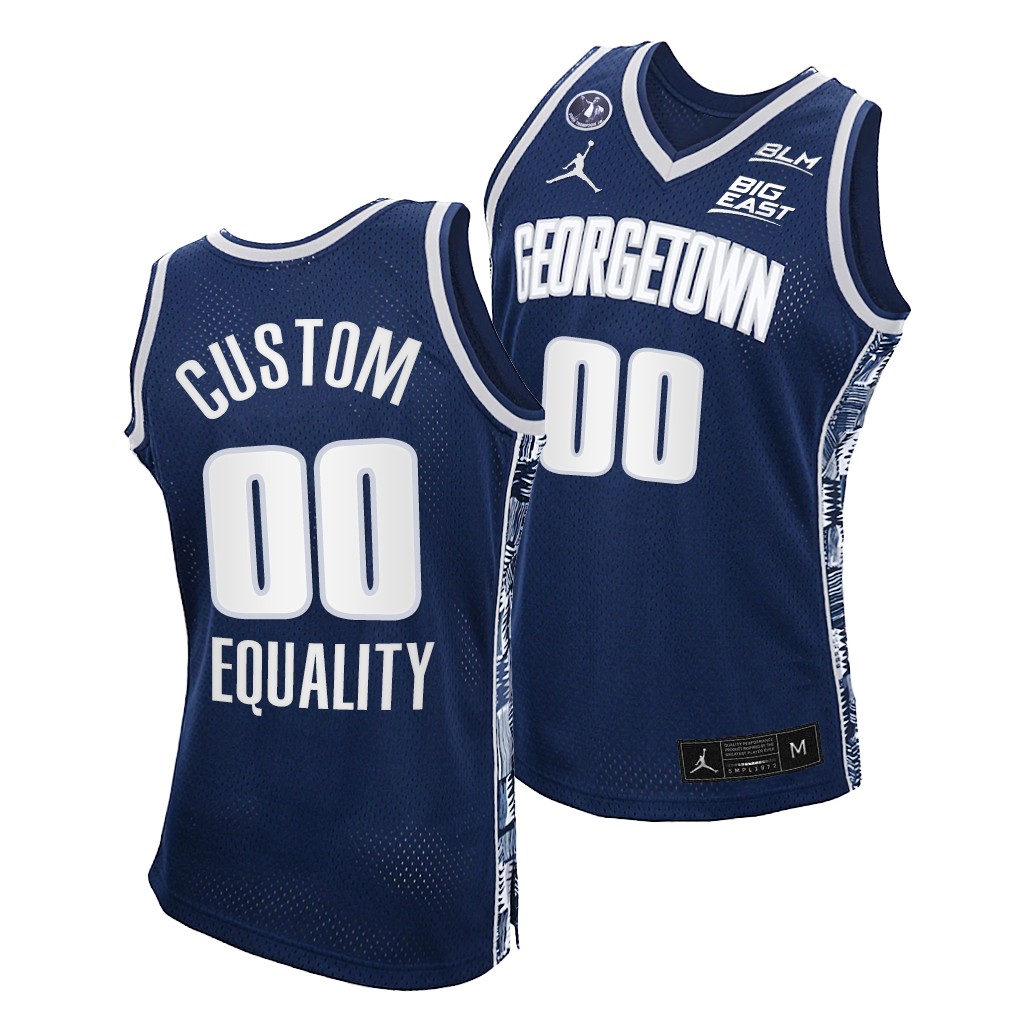Georgetown Hoyas Custom Navy 2021 BLM Social Justice Honor John Thompson Jr. Jersey