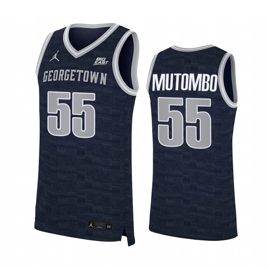 Georgetown Hoyas Dikembe Mutombo Jersey College Navy Alumni Uniform