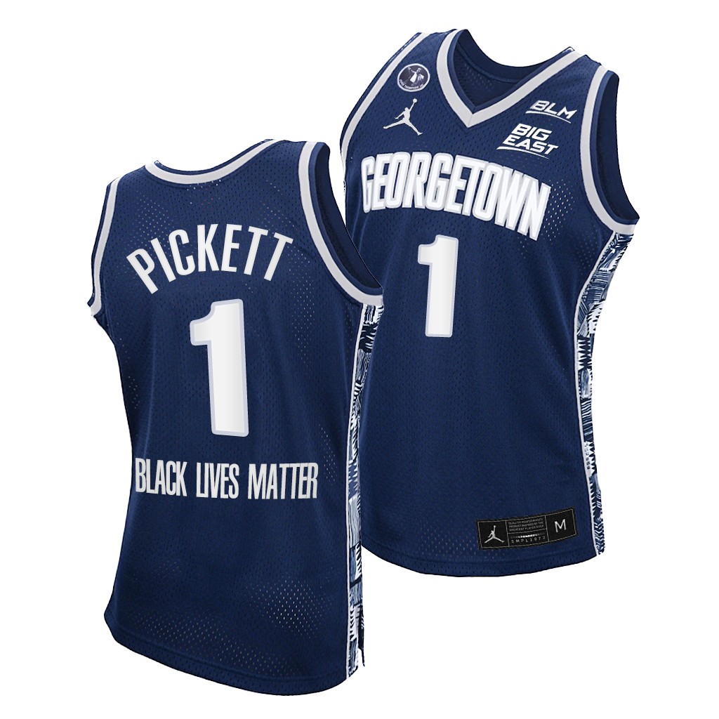 Georgetown Hoyas Jamorko Pickett Navy 2021 Black Lives Matter Honor John Thompson Jr. Jersey