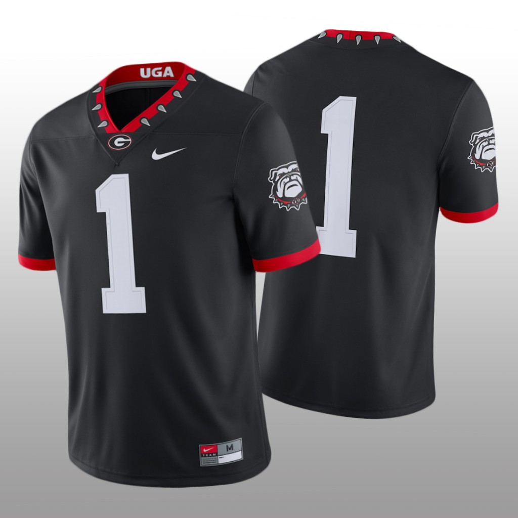 Georgia Bulldogs #1 Alternate Game Mascot 100th Anniversary Black Jersey