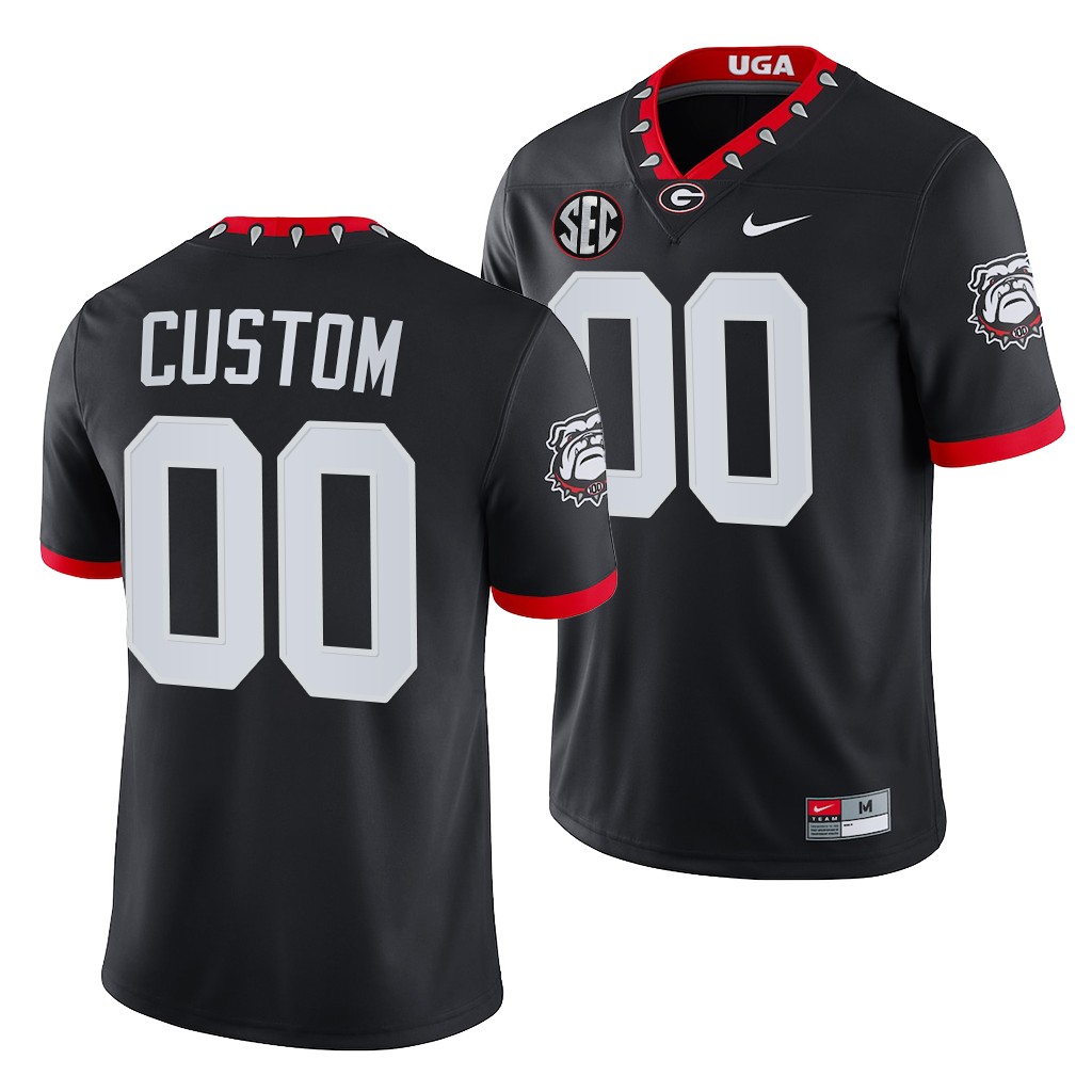 Georgia Bulldogs 00 Custom Black 2021-22 Mascot 100th Anniversary College Game Jersey Men