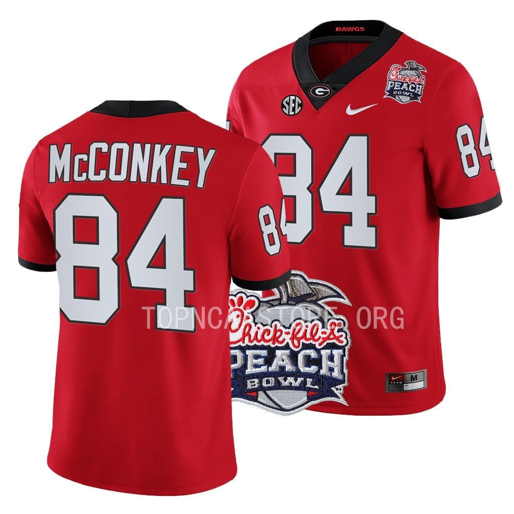 Georgia Bulldogs 2022 Peach Bowl Ladd McConkey #84 Red Men's College Playoff Jersey