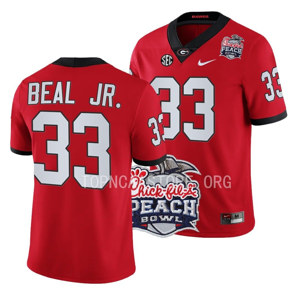Georgia Bulldogs 2022 Peach Bowl Robert Beal Jr. #33 Red Men's College Playoff Jersey