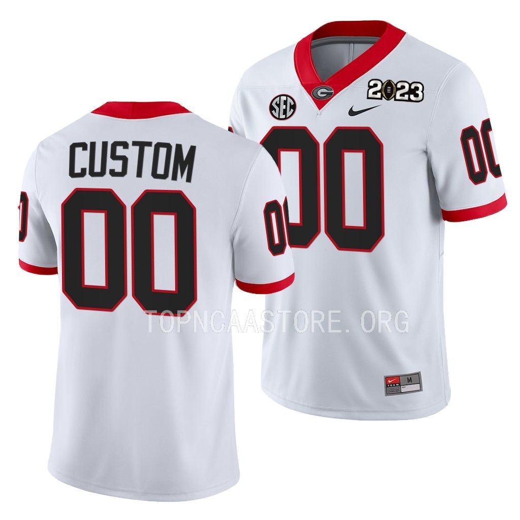 Georgia Bulldogs 2023 National Championship Custom #00 White Men's College Playoff Jersey