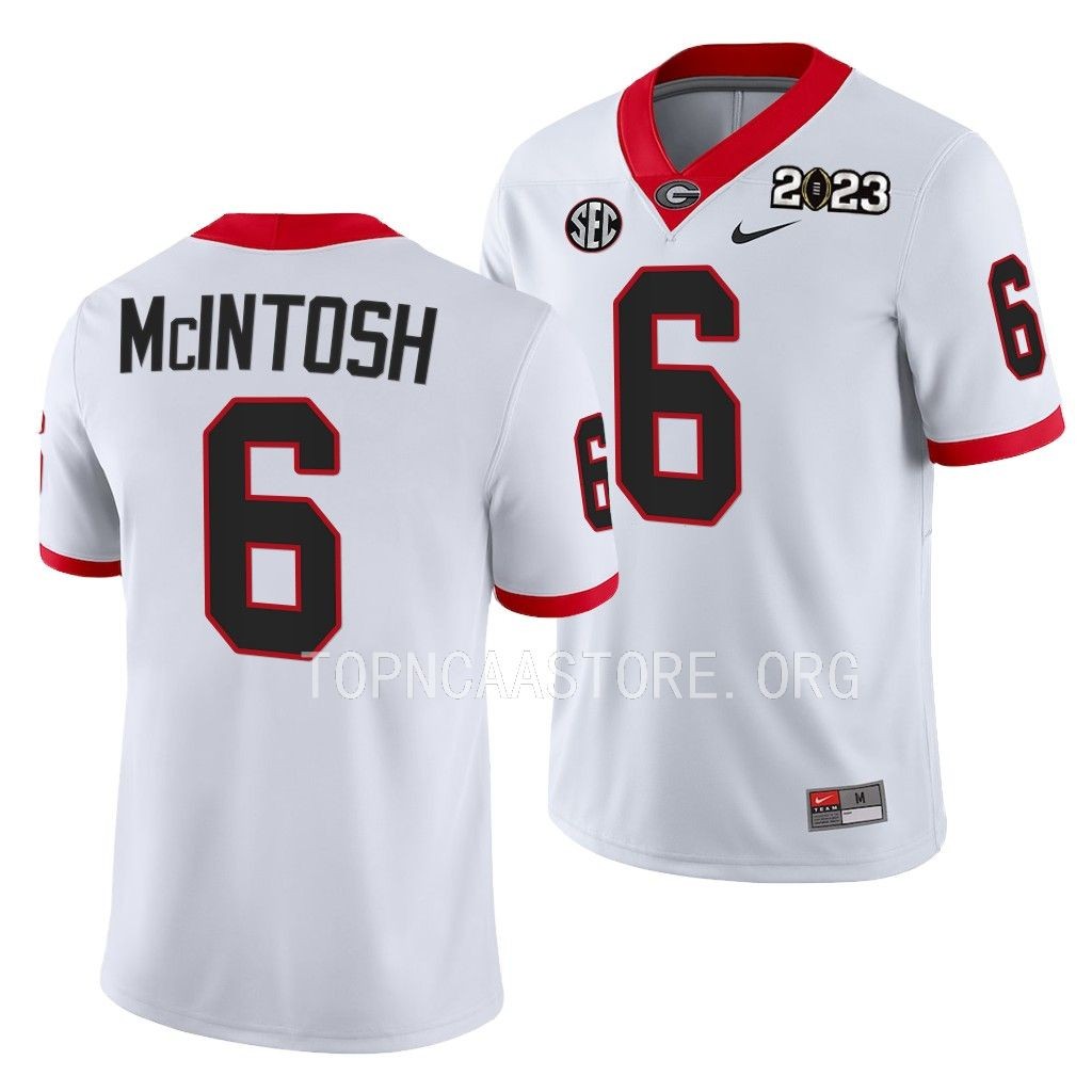Georgia Bulldogs 2023 National Championship Kenny McIntosh #6 White Men's College Playoff Jersey