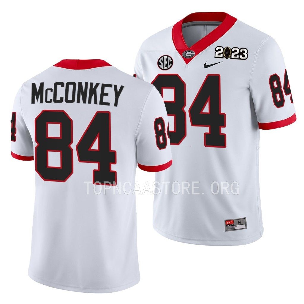 Georgia Bulldogs 2023 National Championship Ladd McConkey #84 White Men's College Playoff Jersey