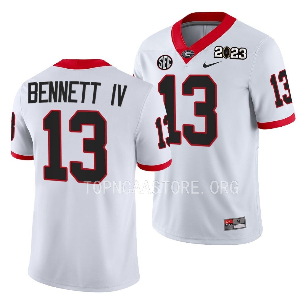 Georgia Bulldogs 2023 National Championship Stetson Bennett #13 White Men's College Playoff Jersey