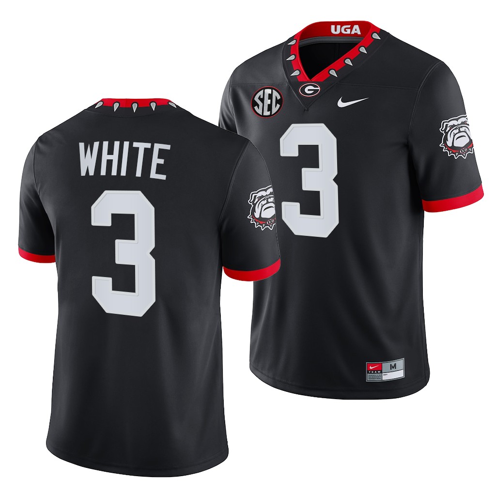 Georgia Bulldogs 3 Zamir White Black 2021-22 Mascot 100th Anniversary College Game Jersey Men