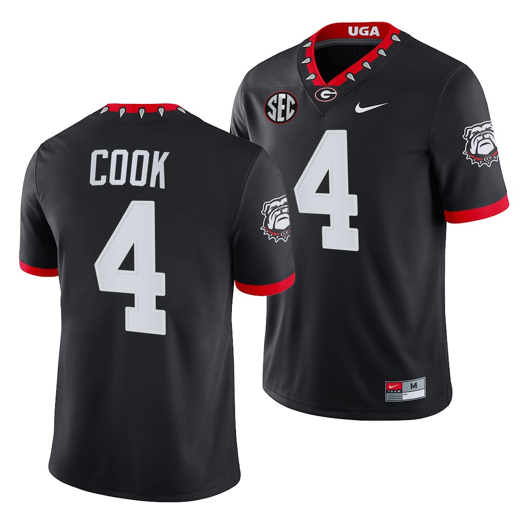 Georgia Bulldogs 4 James Cook Black 2021-22 Mascot 100th Anniversary College Game Jersey Men