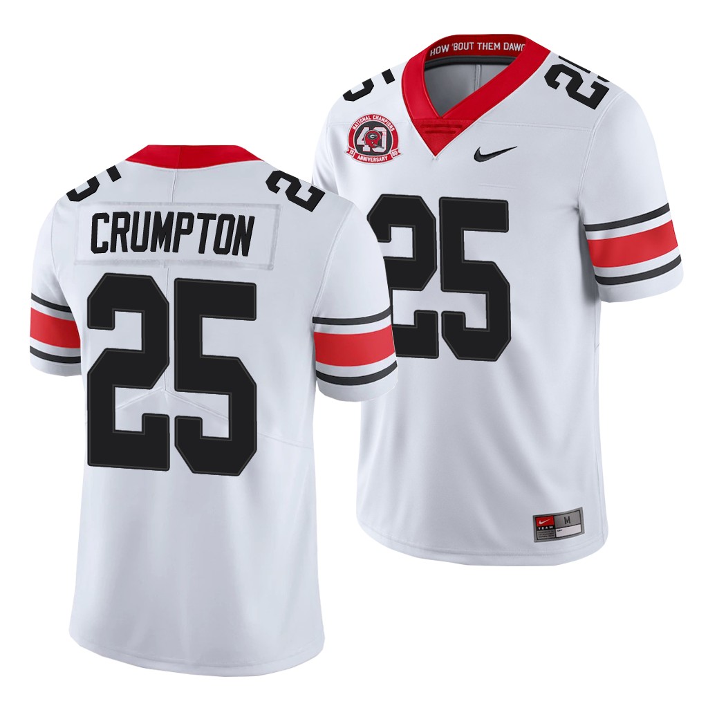Georgia Bulldogs Ahkil Crumpton White College Men's 40th Anniversary Alternate Jersey