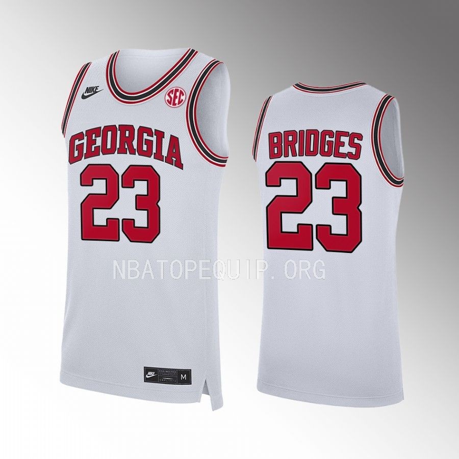 Georgia Bulldogs Braelen Bridges Jersey 2022-23 Home White Uniform