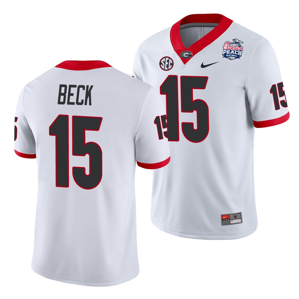 Georgia Bulldogs Carson Beck 2021 Peach Bowl White College Jersey