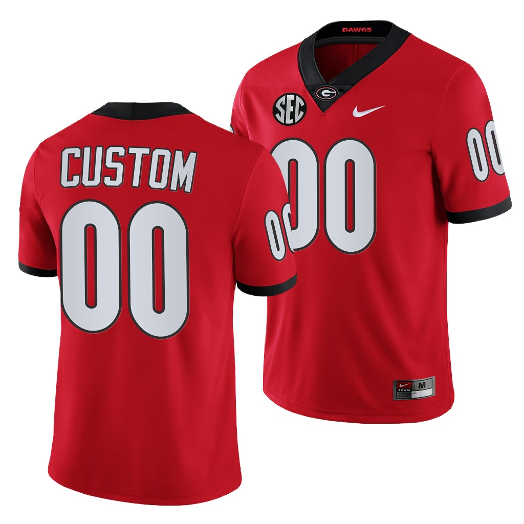 Georgia Bulldogs Custom 00 Red Jersey Men 2021-22 College Game Uniform